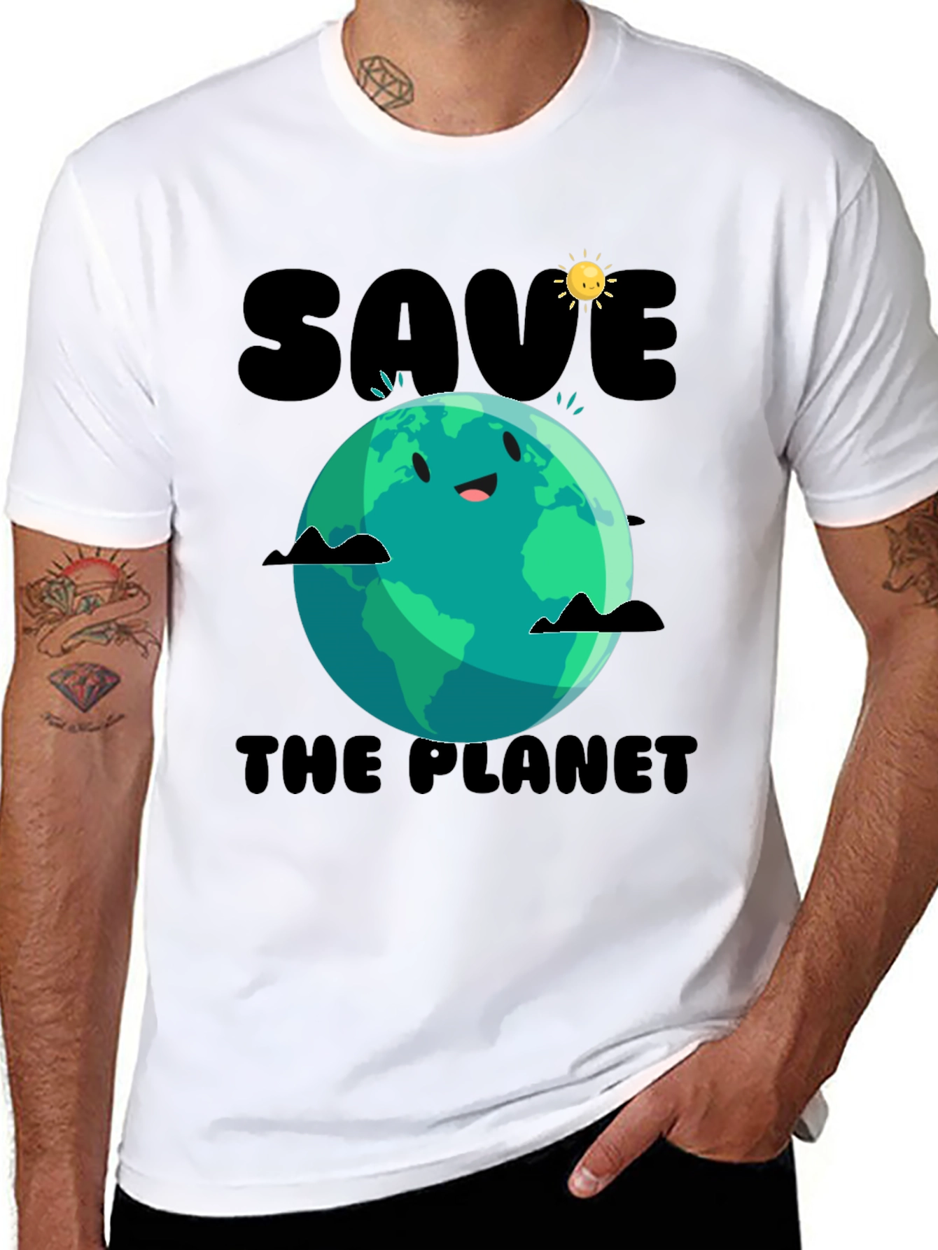 Black Save the Planet Graphic Tee - Earth Day view 8
