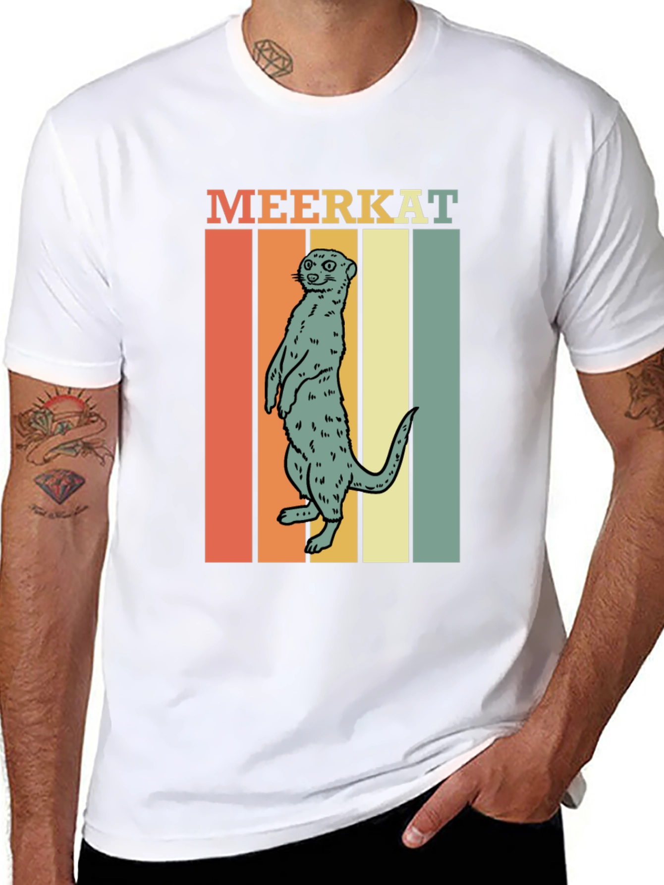 Black Retro Meerkat Graphic Tee - Unique Animal Lover Shirt view 8