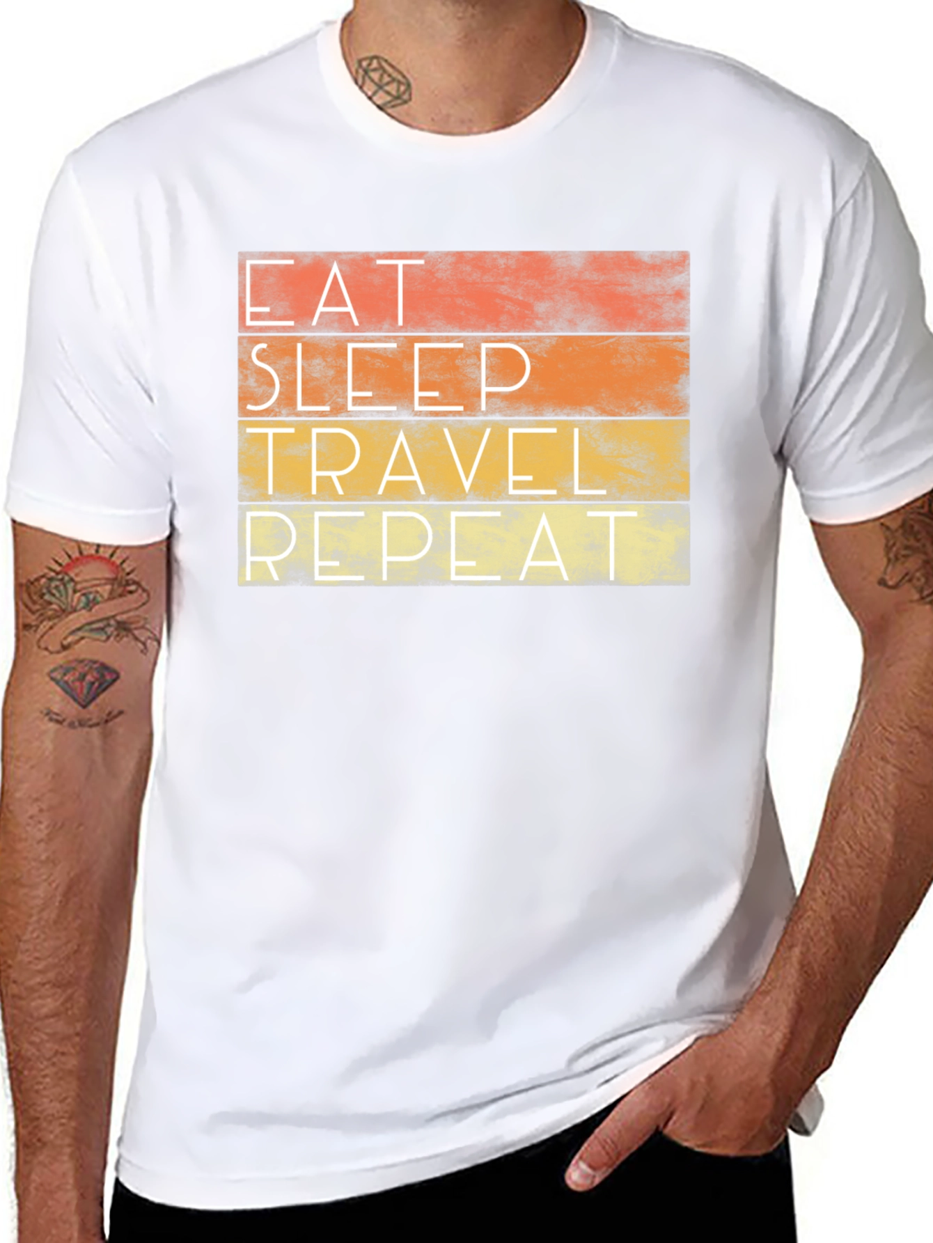 Black Eat Sleep Travel Repeat Graphic Tee view 8