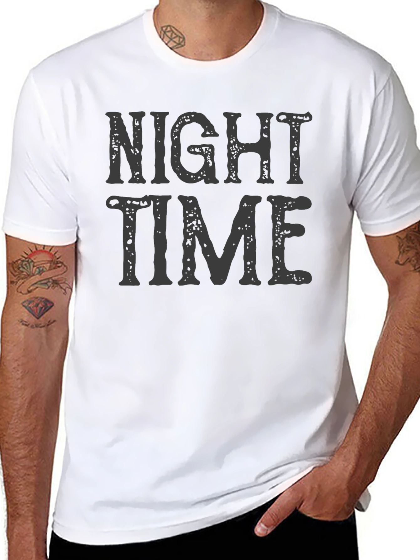Black Night Time Graphic Print T-Shirt - Casual Wear view 8