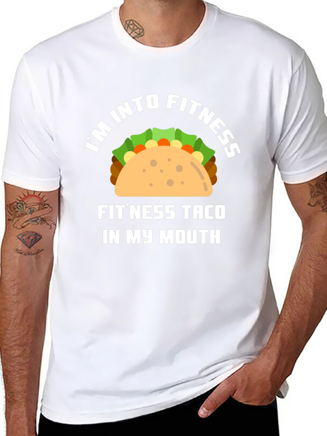 Black Fitness Taco Graphic Tee - Funny Workout Shirt view 8