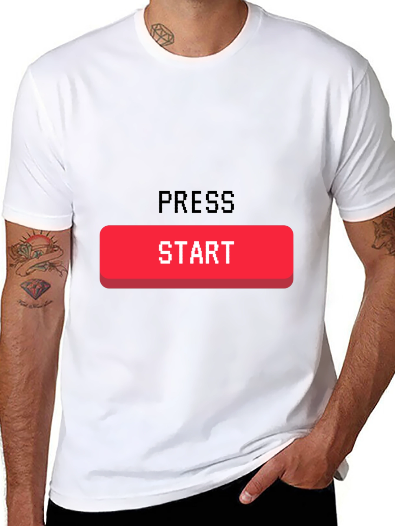 Black Press Start Gaming T-Shirt - Retro Gamer Tee view 8