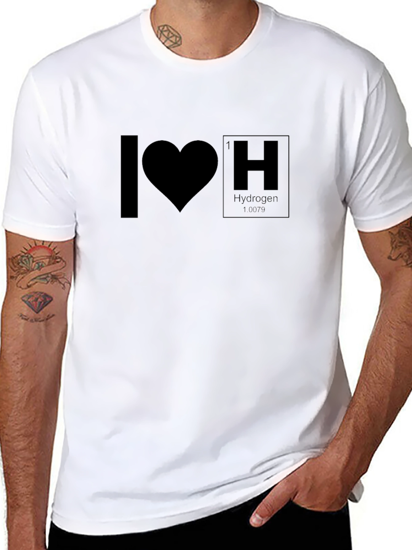 Black I Heart Hydrogen Black T-Shirt view 8