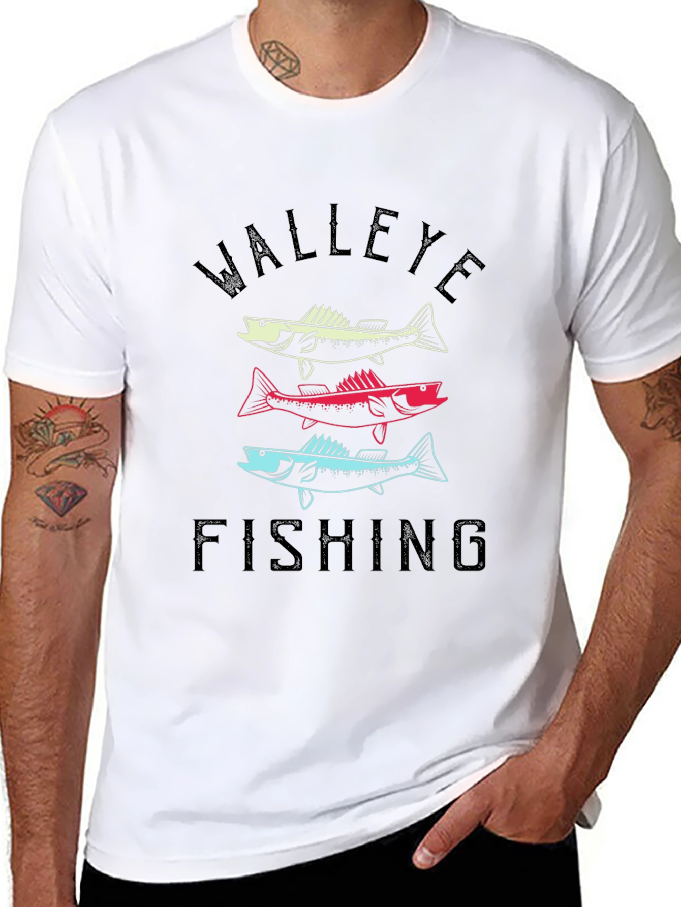 Black Walleye Fishing T-Shirt - Cool Graphic Design view 8