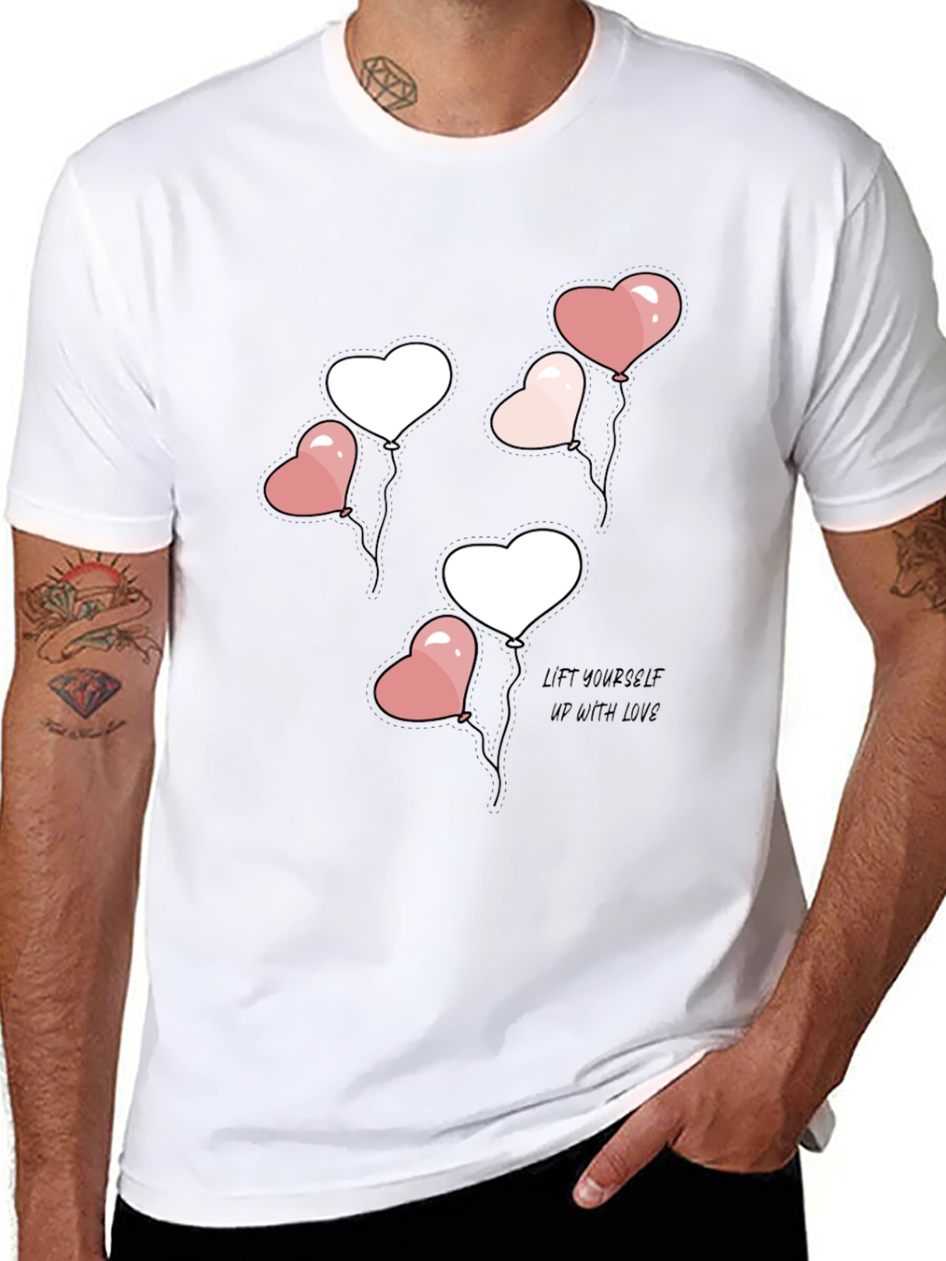 Black Heart Balloons Graphic Tee - Lift Yourself Up With Love view 8