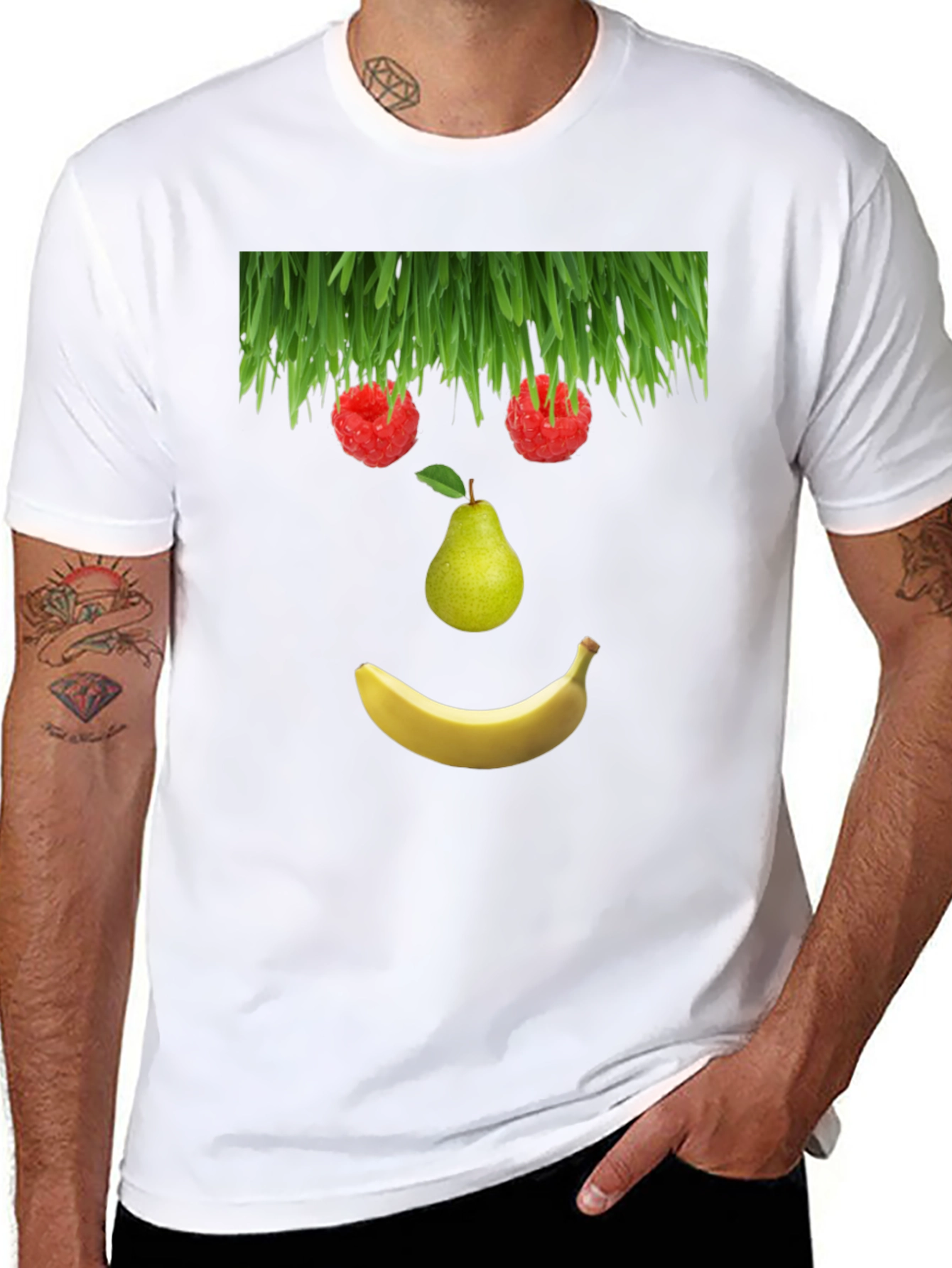 Black Fruit Face Graphic Black T-Shirt view 8