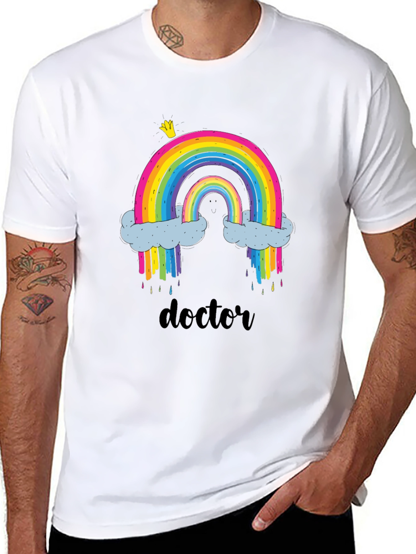 Black Doctor Rainbow Graphic Tee - Quirky & Fun! view 8