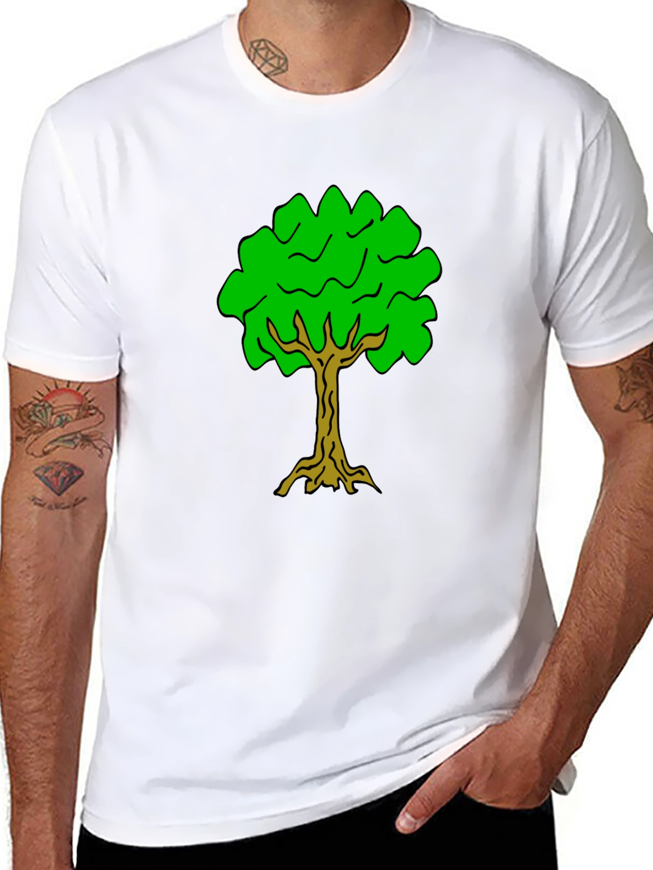 Black Men's Black Tree Graphic T-Shirt view 8