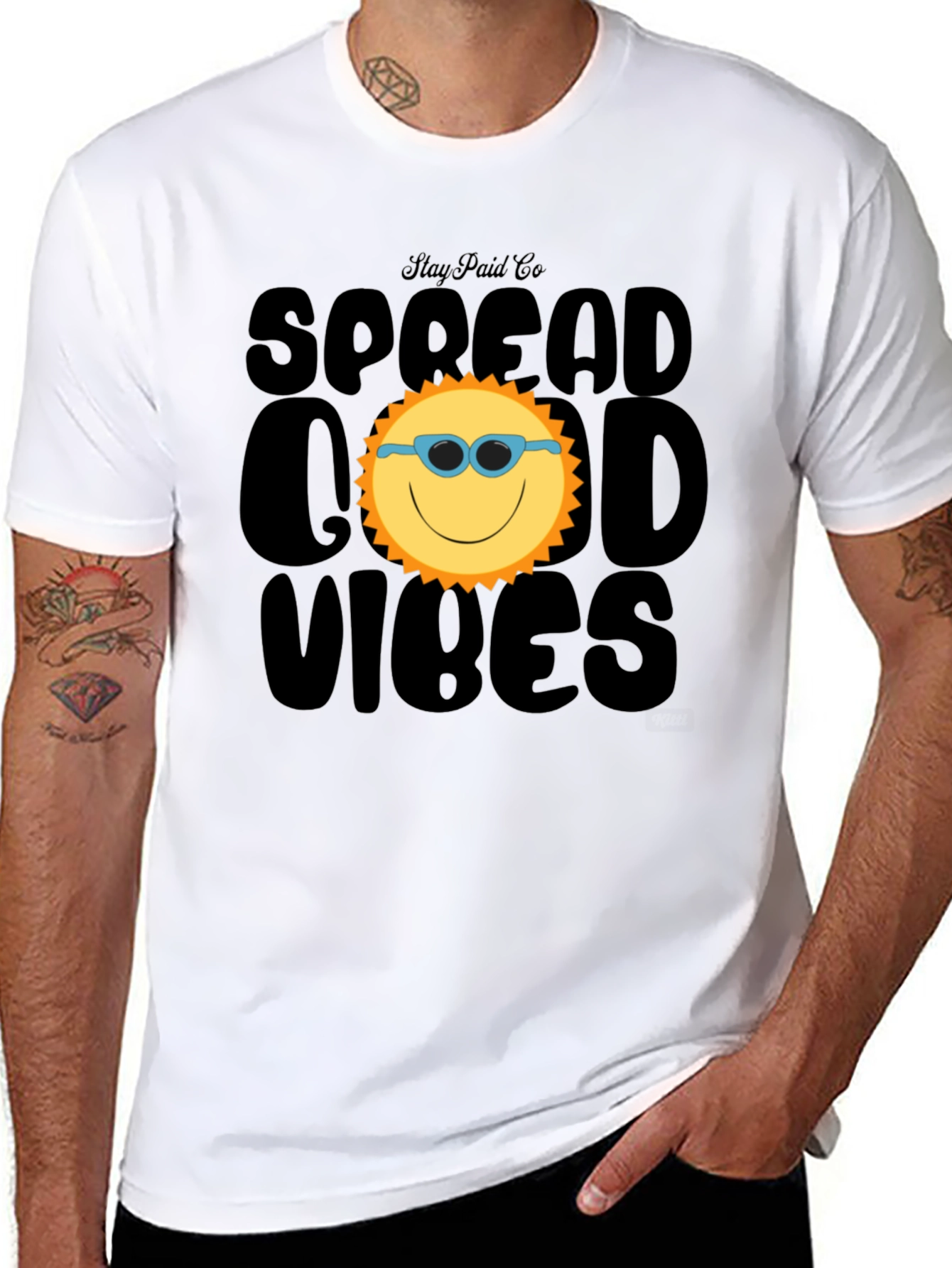 Black Spread Good Vibes Black Graphic Tee view 8