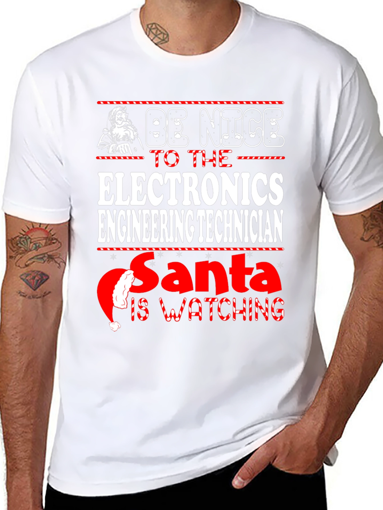 Black Electronics Engineering Technician Christmas T-Shirt view 8