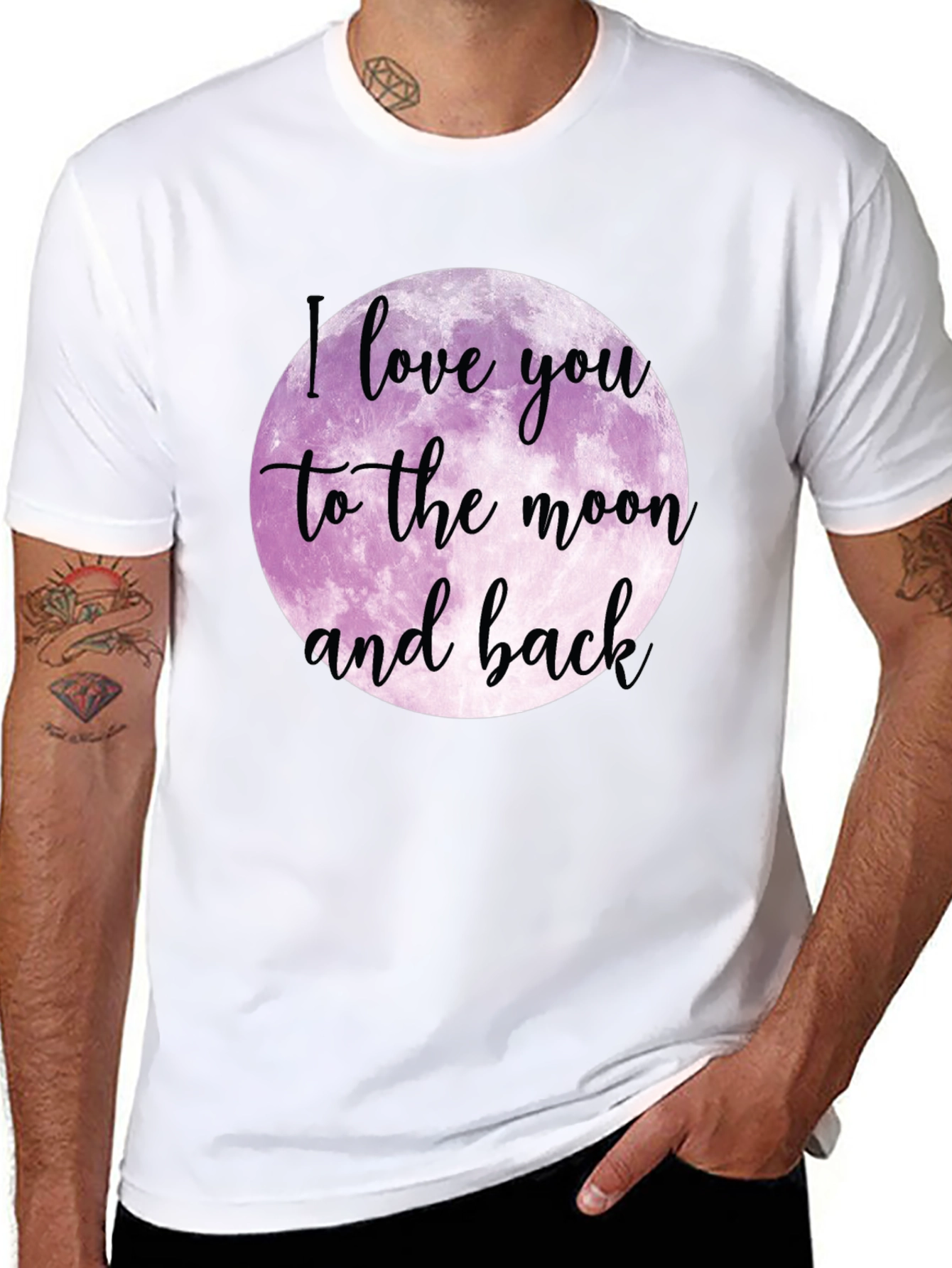 Black I Love You to the Moon and Back Black T-Shirt view 8