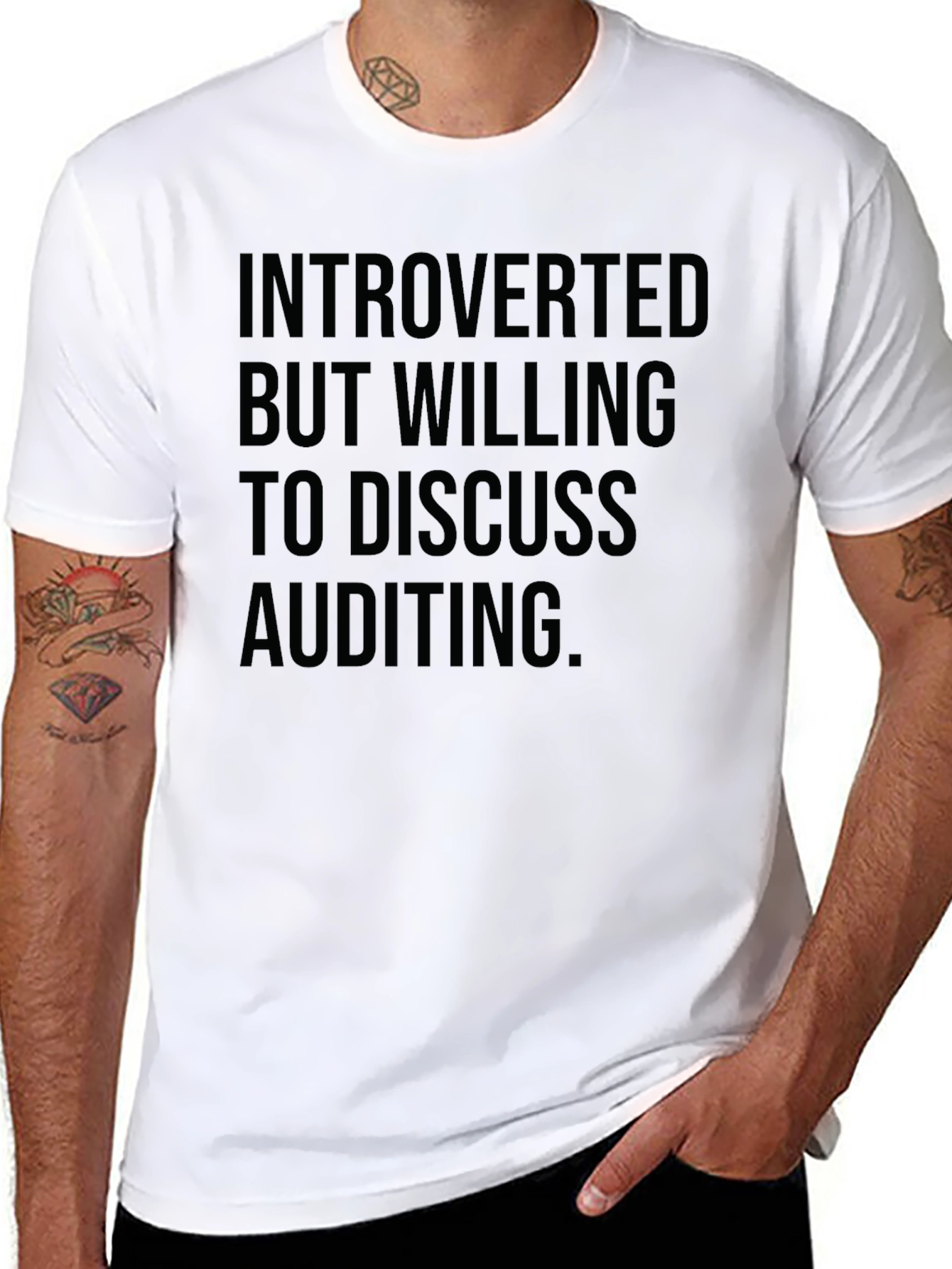 Black Introverted Auditing T-Shirt - Black Cotton Tee view 8