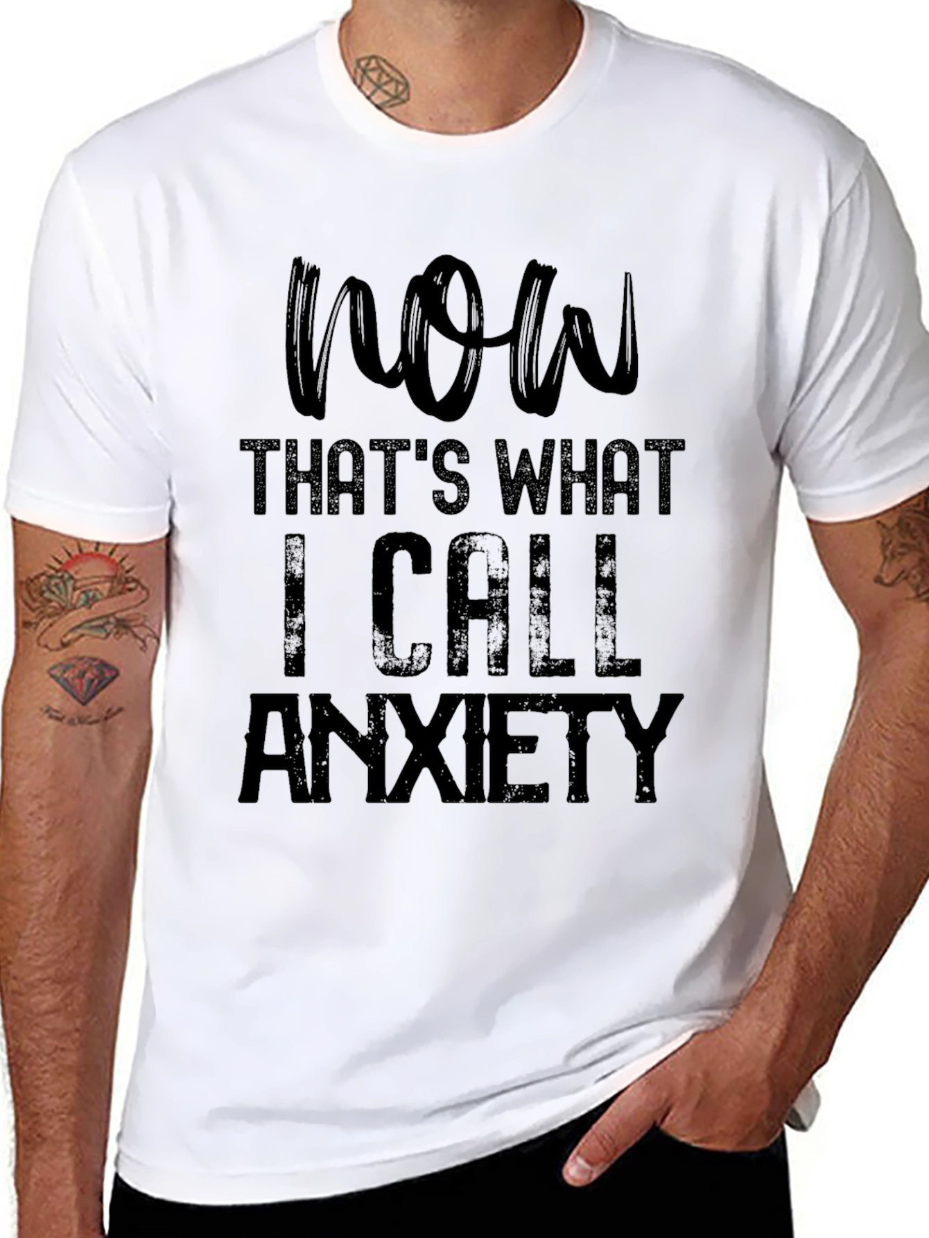 Black Anxiety Humor T-Shirt - Now That's What I Call Anxiety Tee view 8