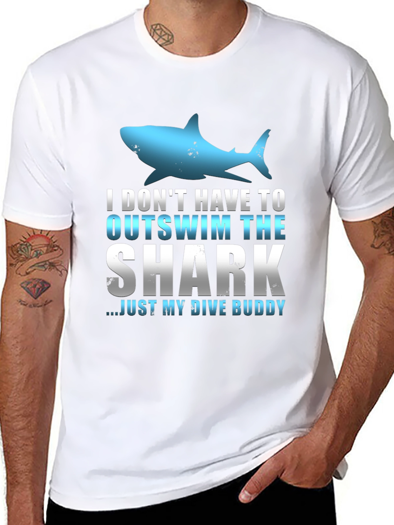 Black Shark Dive Buddy Graphic T-Shirt view 8