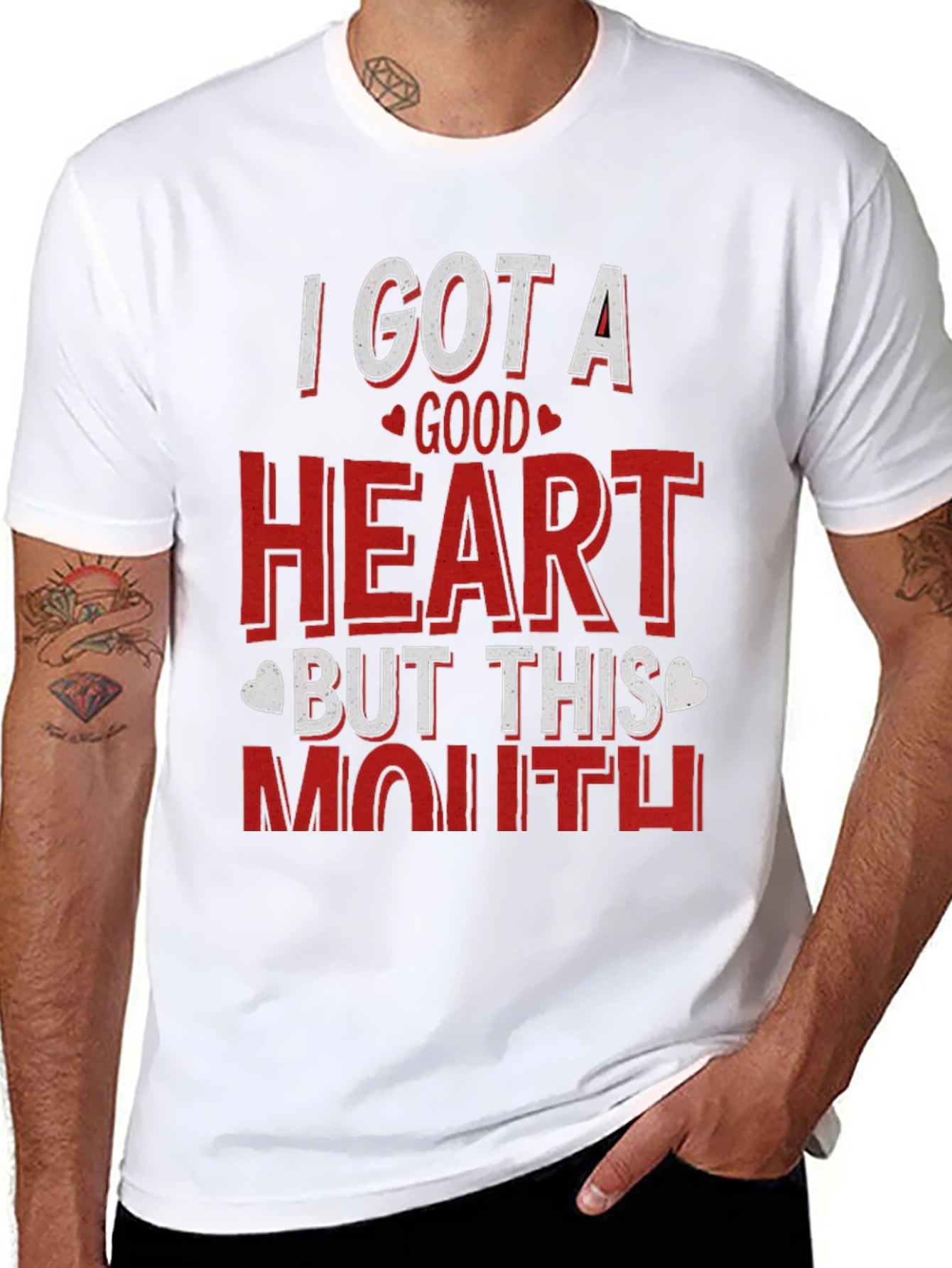 Black Funny "I Got A Good Heart But This Mouth" T-Shirt view 8