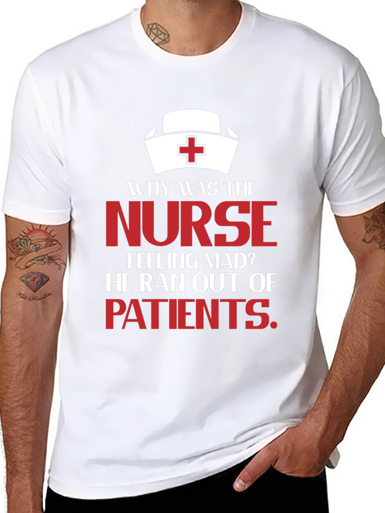 Black Funny Nurse T-Shirt: Ran Out Of Patients! view 8