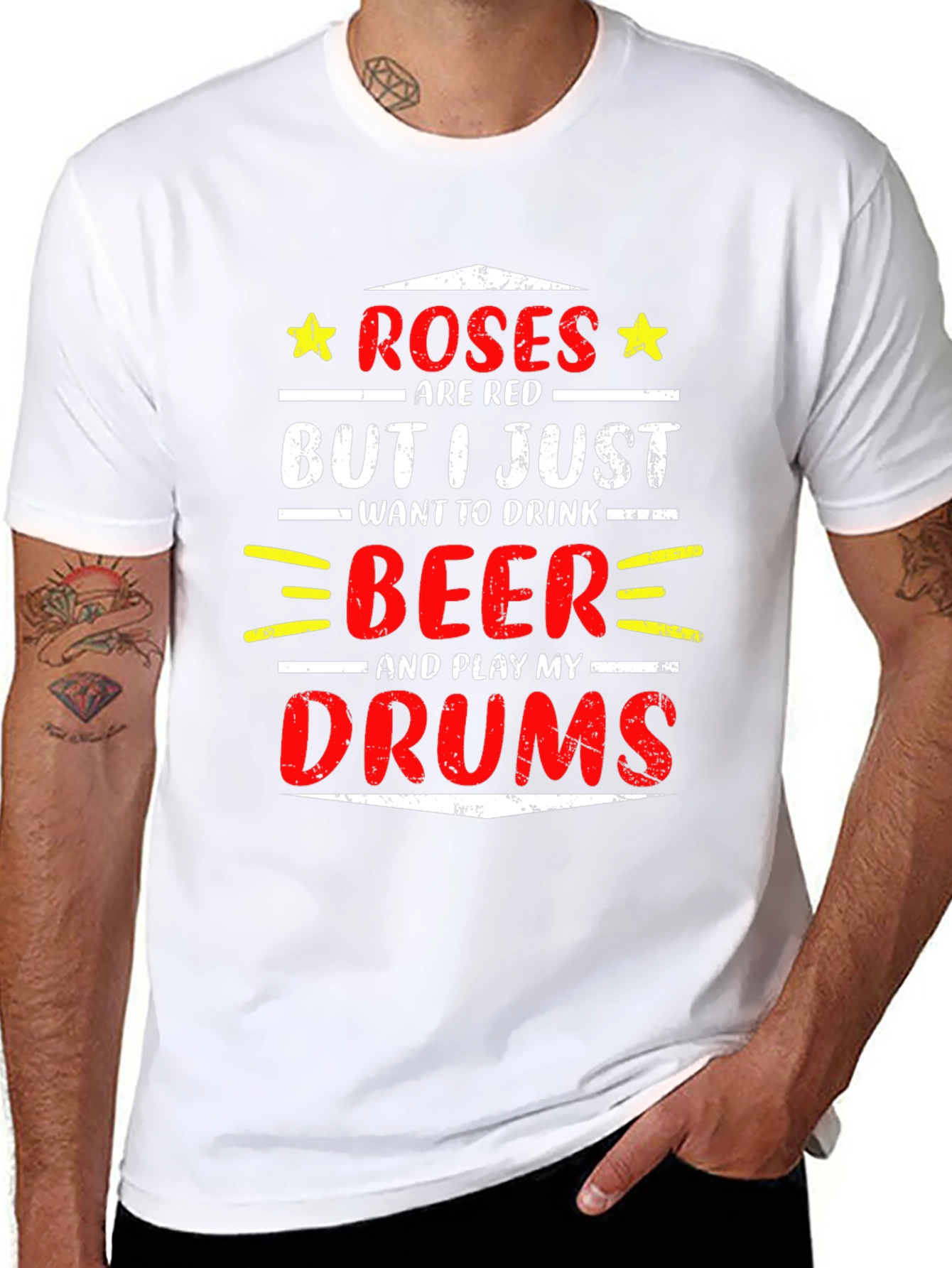 Black Roses are Red Beer Drums Graphic Tee view 8