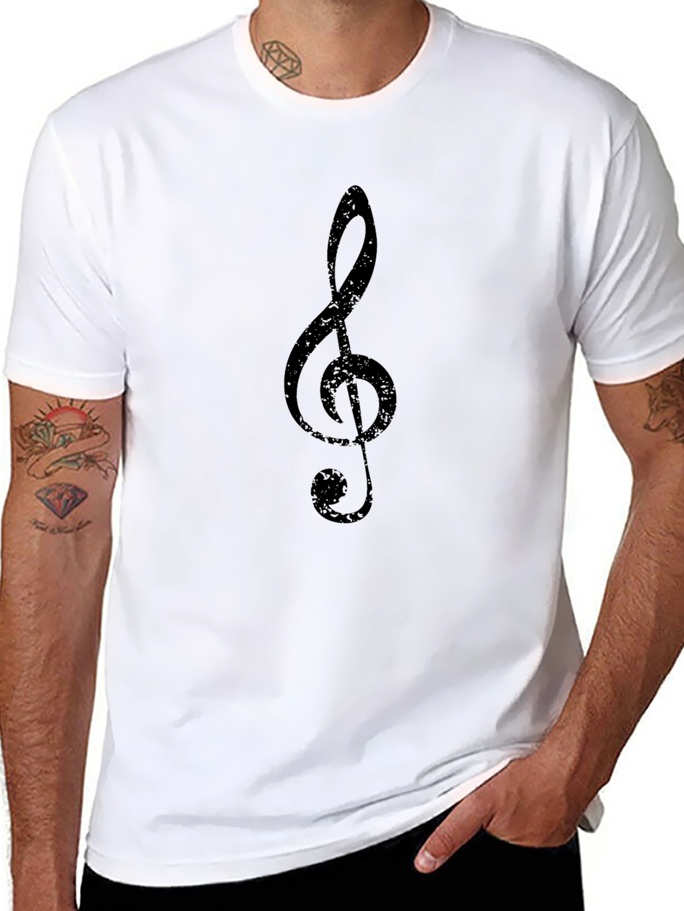 Black Black Treble Clef Graphic Tee view 8