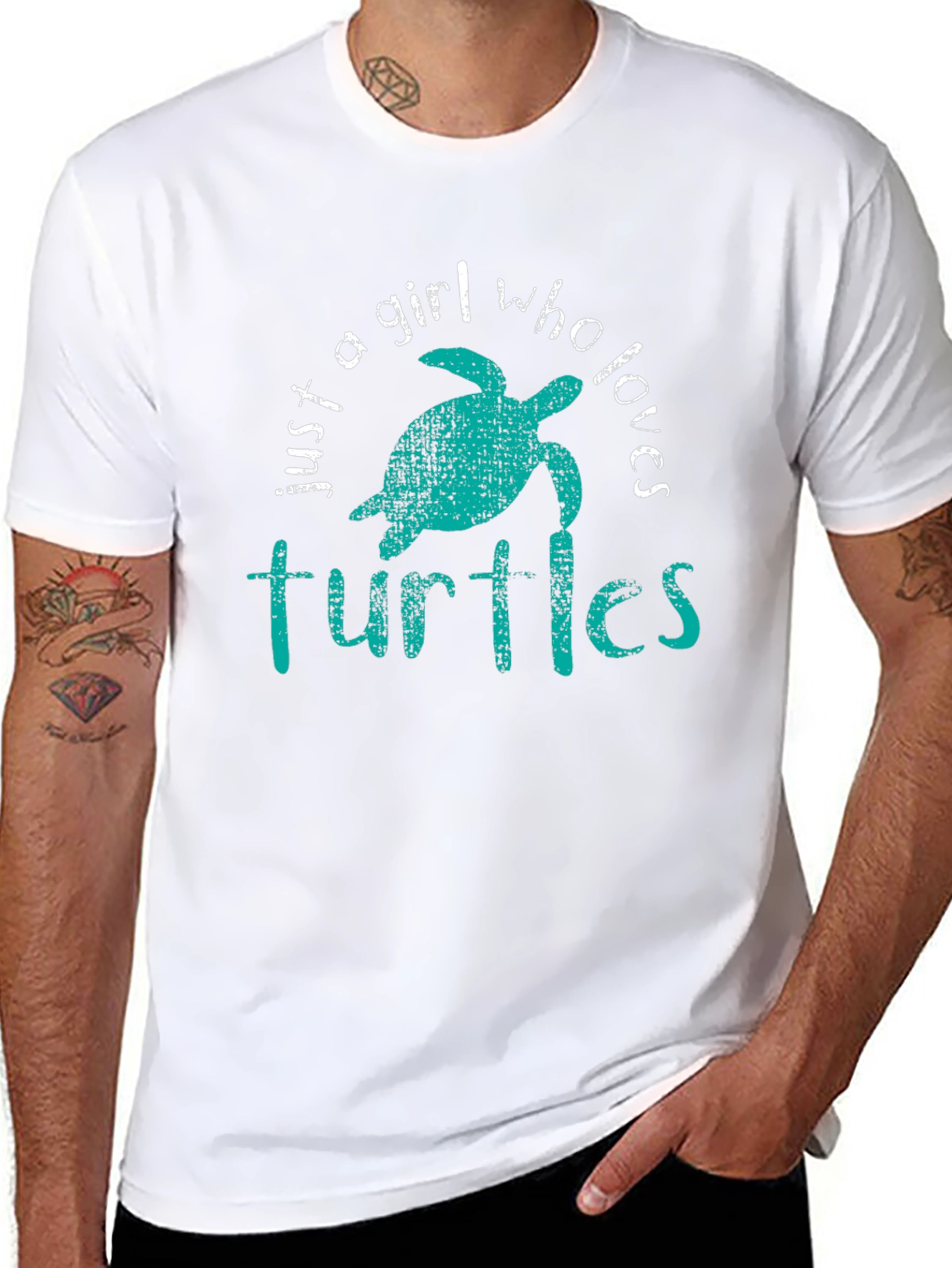 Black Just A Girl Who Loves Turtles Graphic Tee view 8