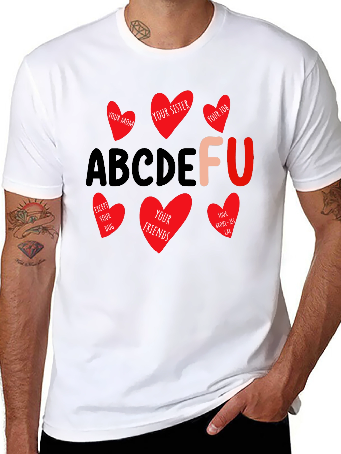 Black ABCDEFU T-Shirt Funny Graphic Tee view 8