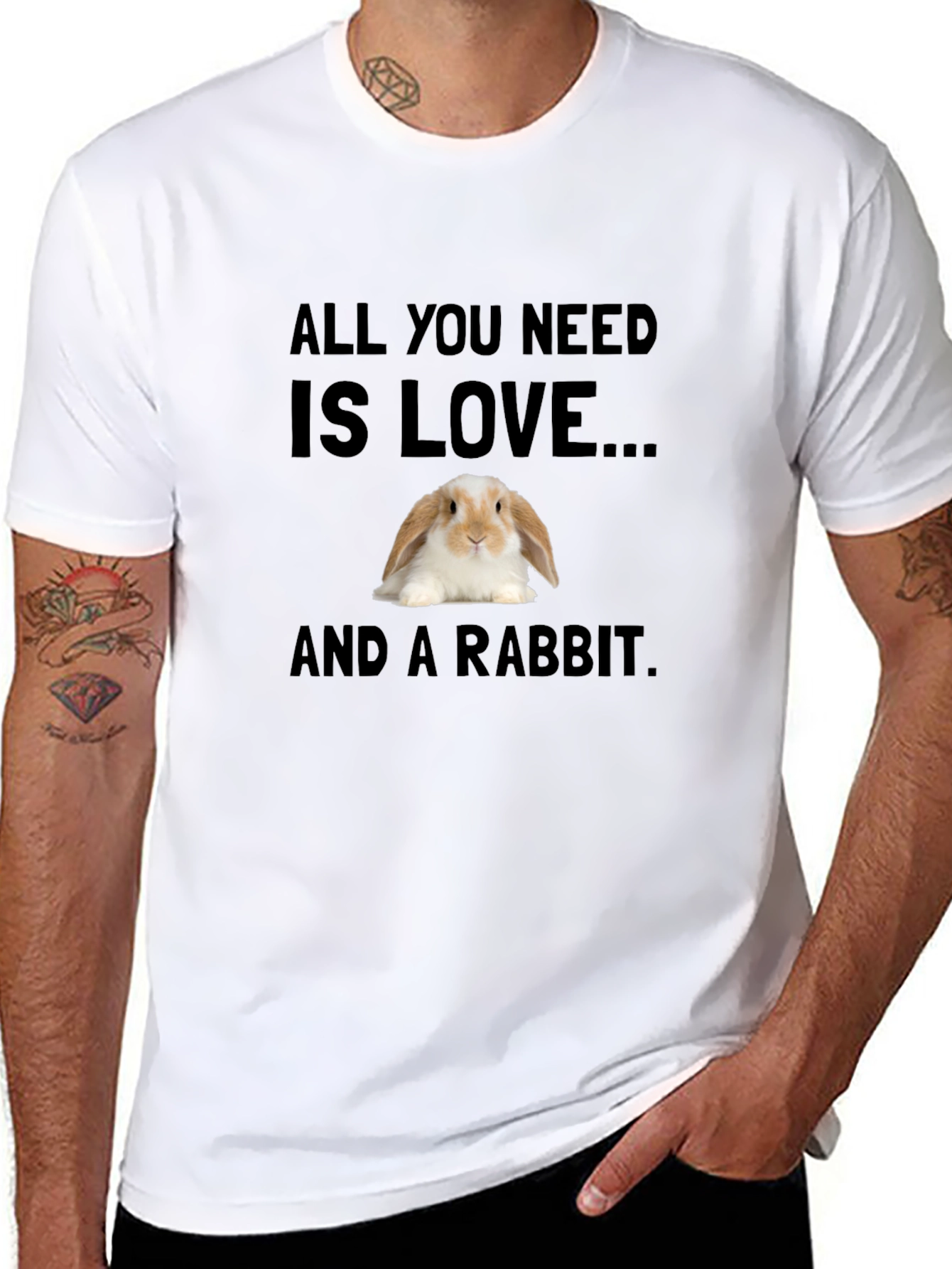Black Love and a Rabbit T-Shirt - Cute Bunny Tee view 8