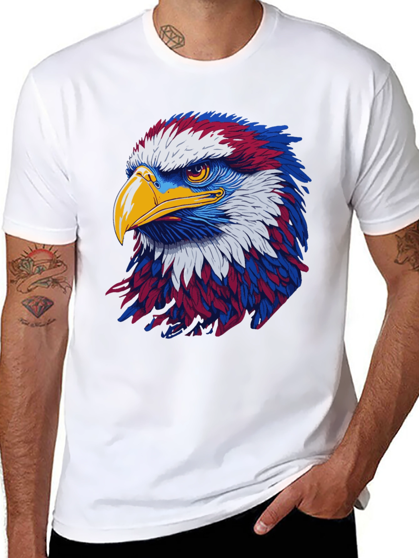 Black Patriotic Eagle Graphic Black T-Shirt view 8