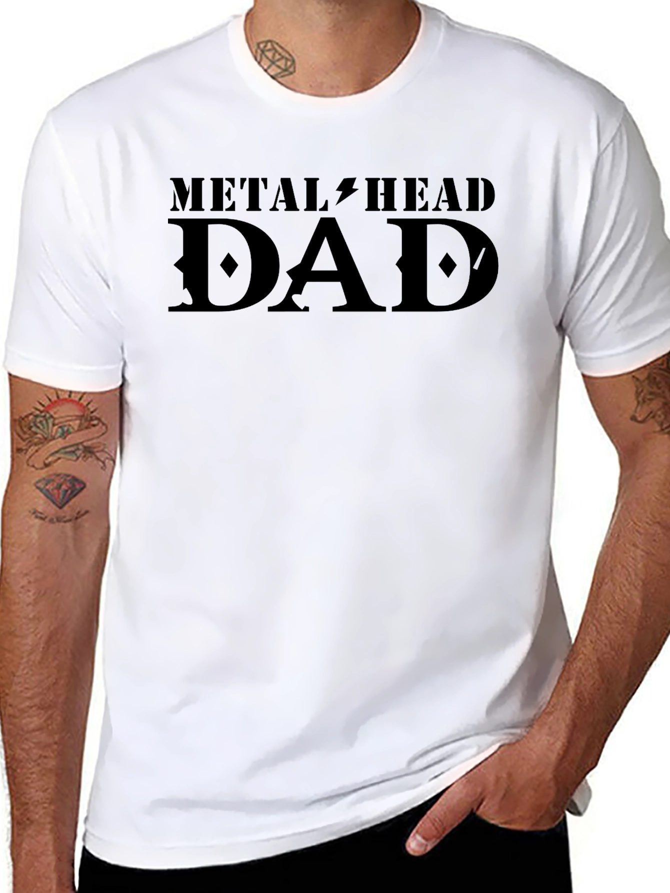 Black Metalhead Dad T-Shirt - Black Graphic Tee for Rocker Fathers view 8