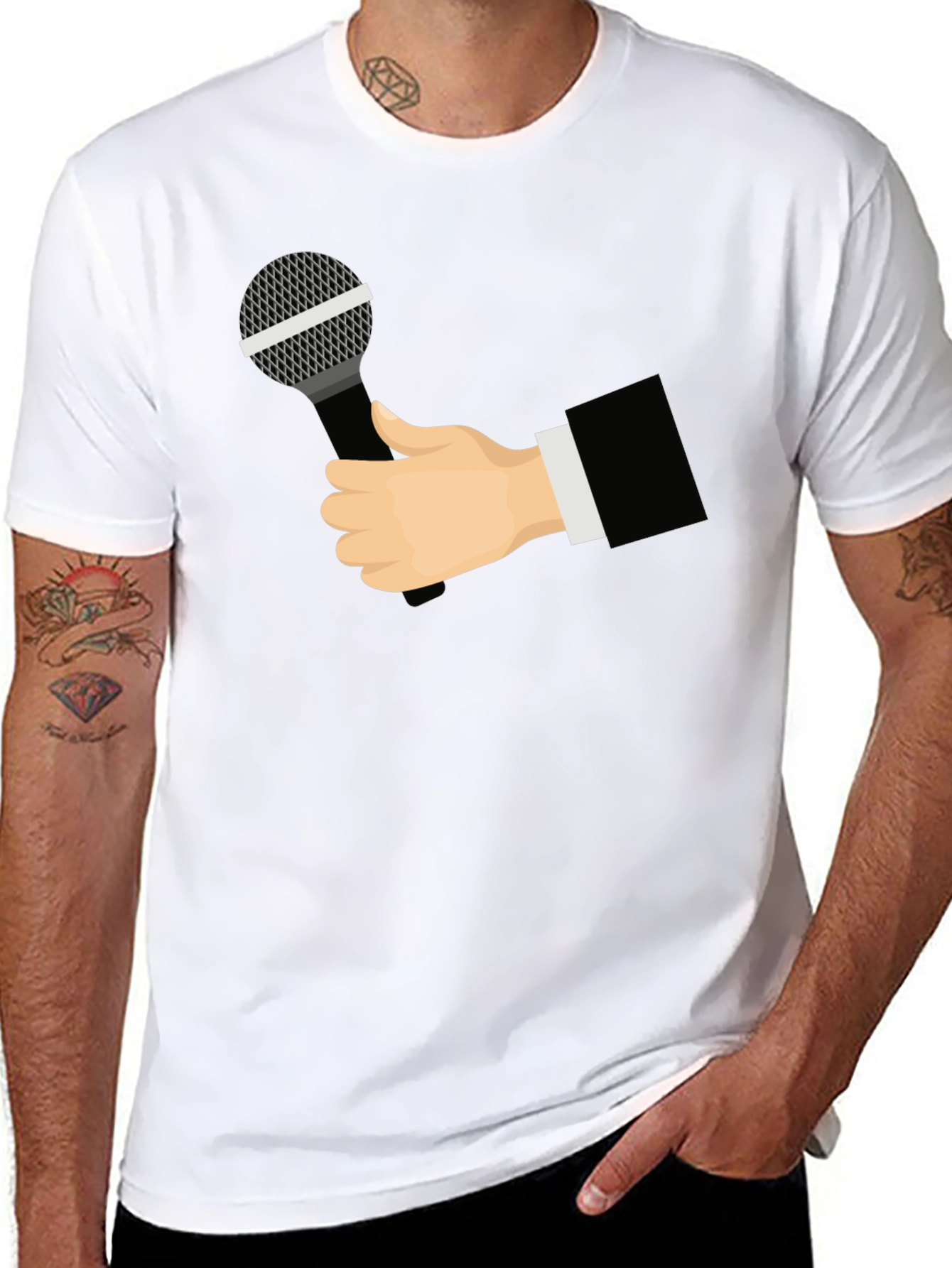 Black Mic Check T-Shirt - Black Graphic Tee view 8