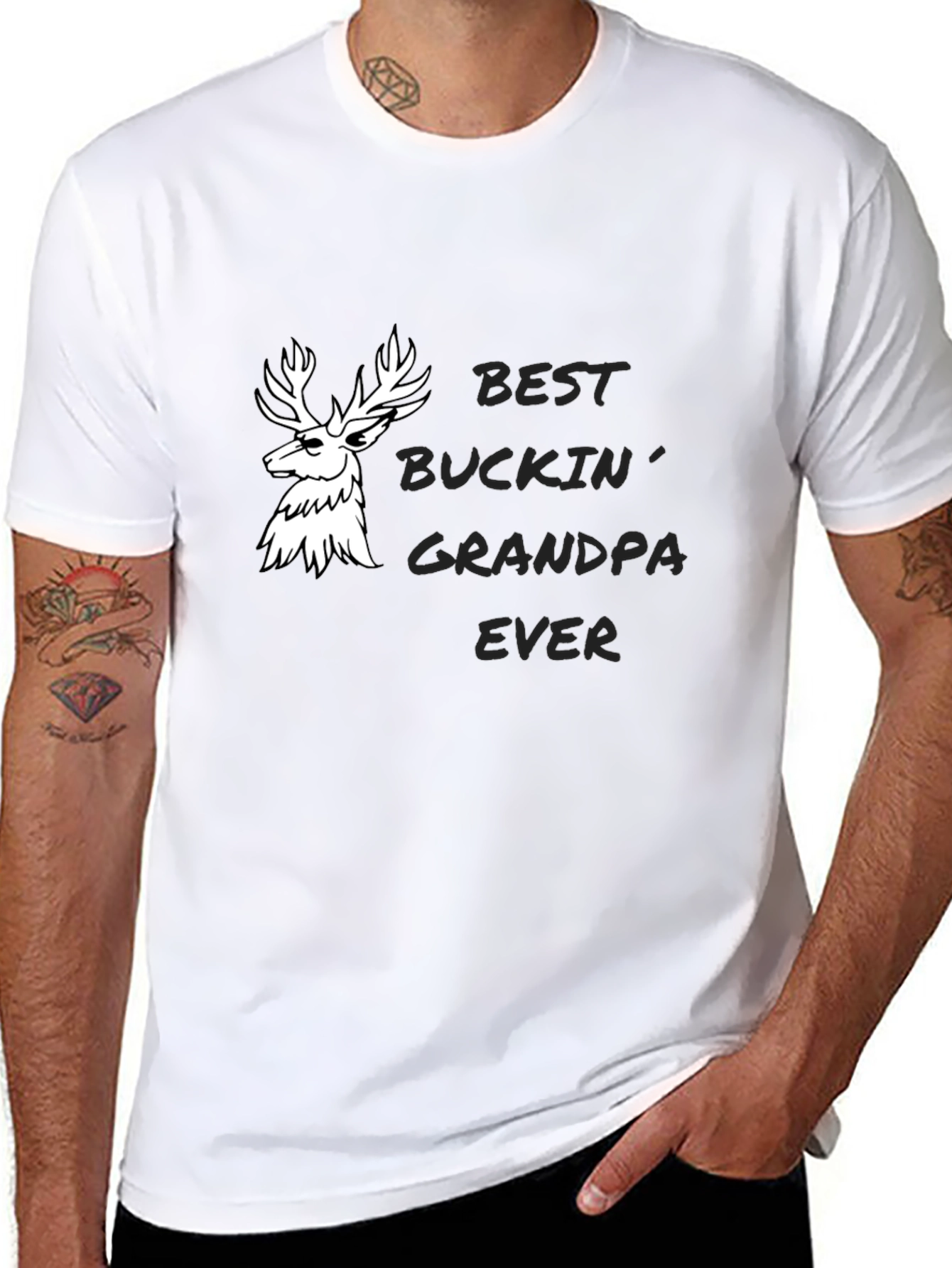 Black Best Buckin' Grandpa Ever Graphic Tee view 8