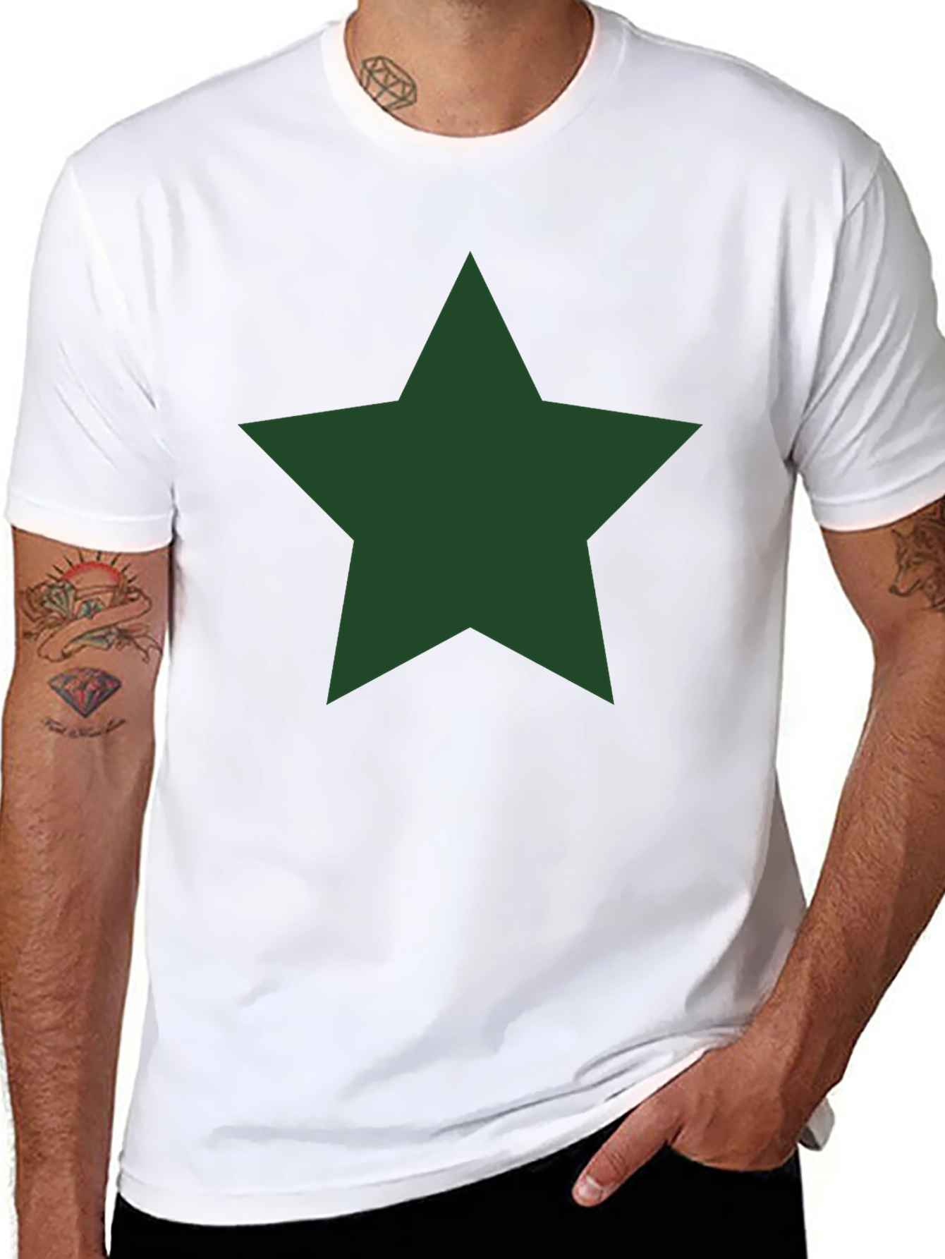 Black Star Graphic Tee - Classic Crew Neck Black T-Shirt view 8
