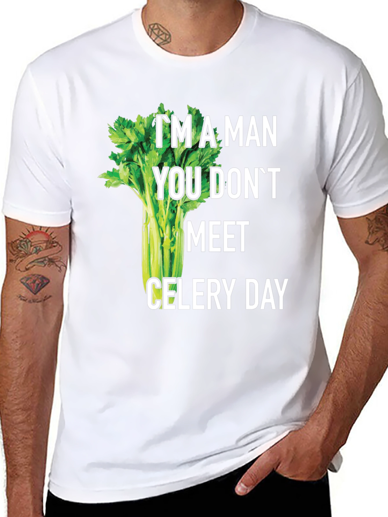 Black I'm A Man Celery Day T-Shirt Funny Graphic Tee view 8