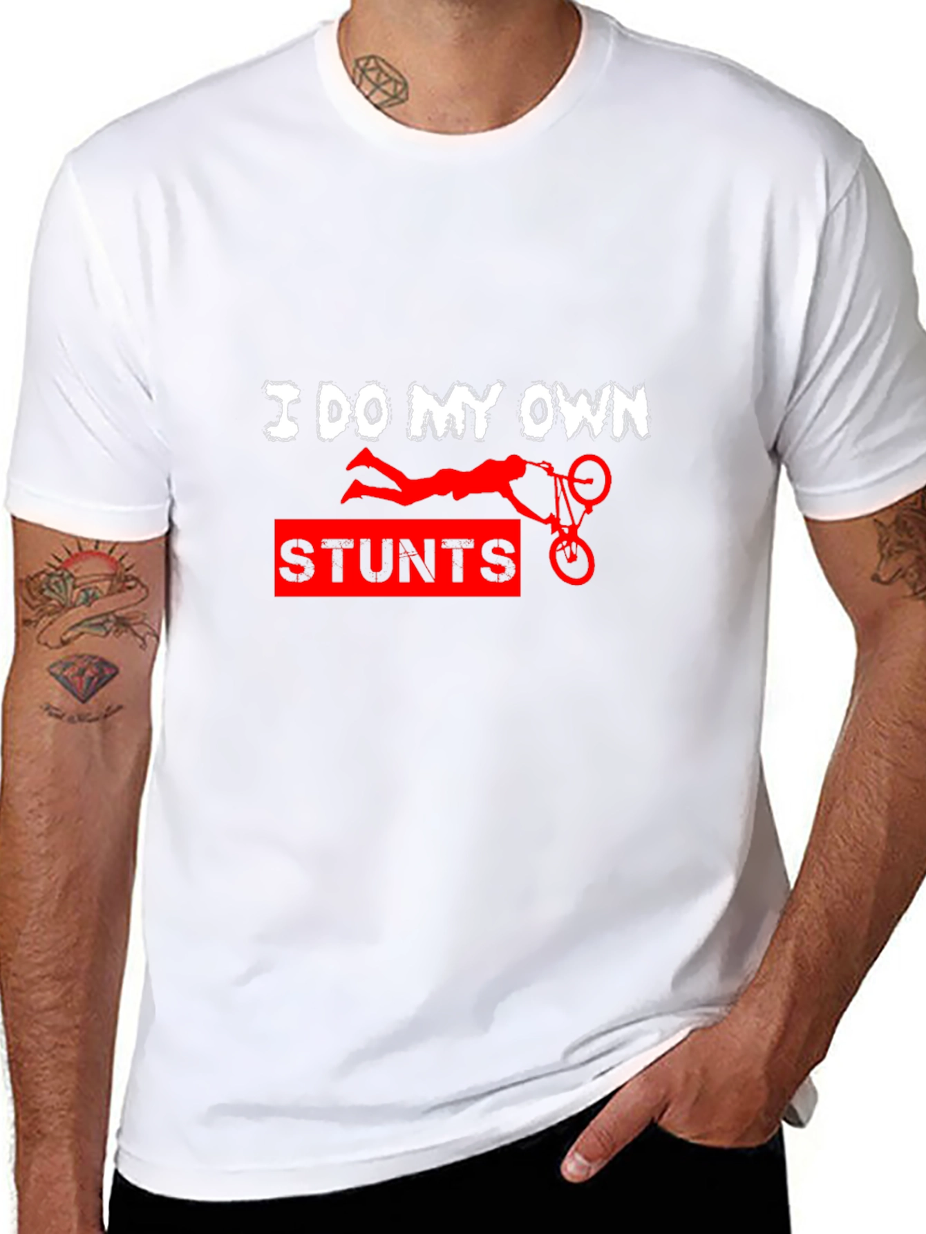 Black I Do My Own Stunts Funny Graphic Tee view 8