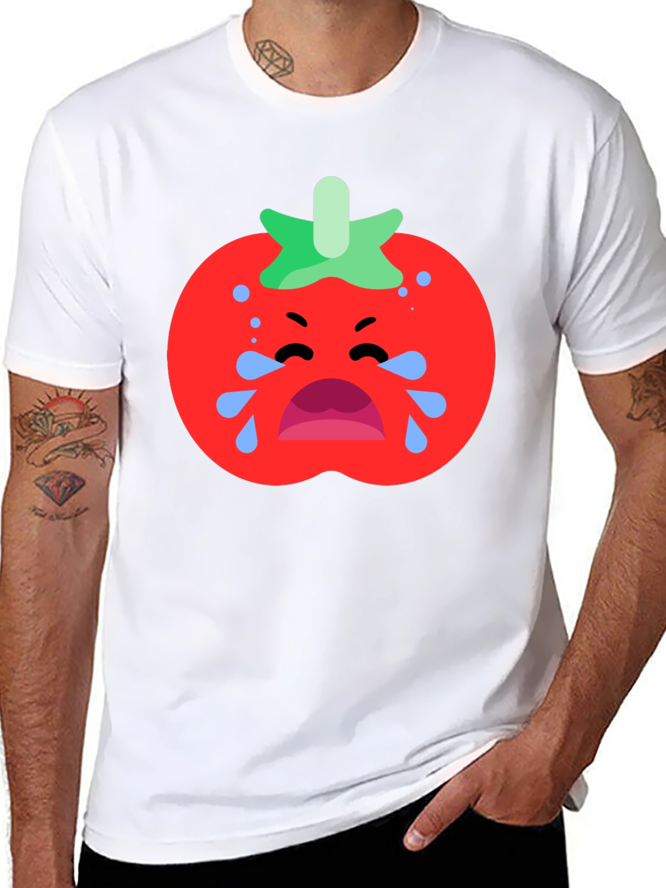 Black Crying Tomato Graphic Tee - Black Cotton T-Shirt view 8