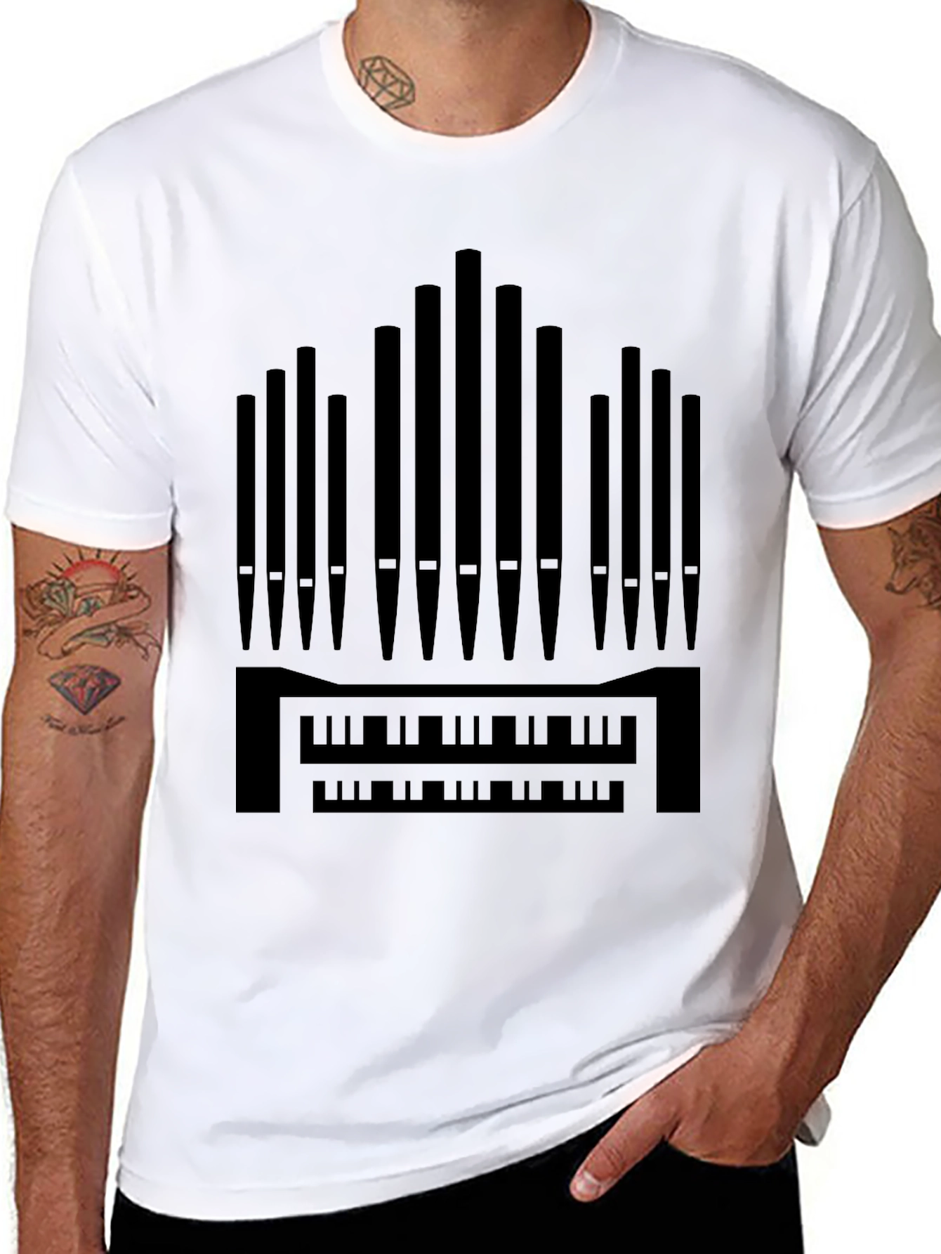 Black Organ T-Shirt - Black Musical Instrument Tee view 8