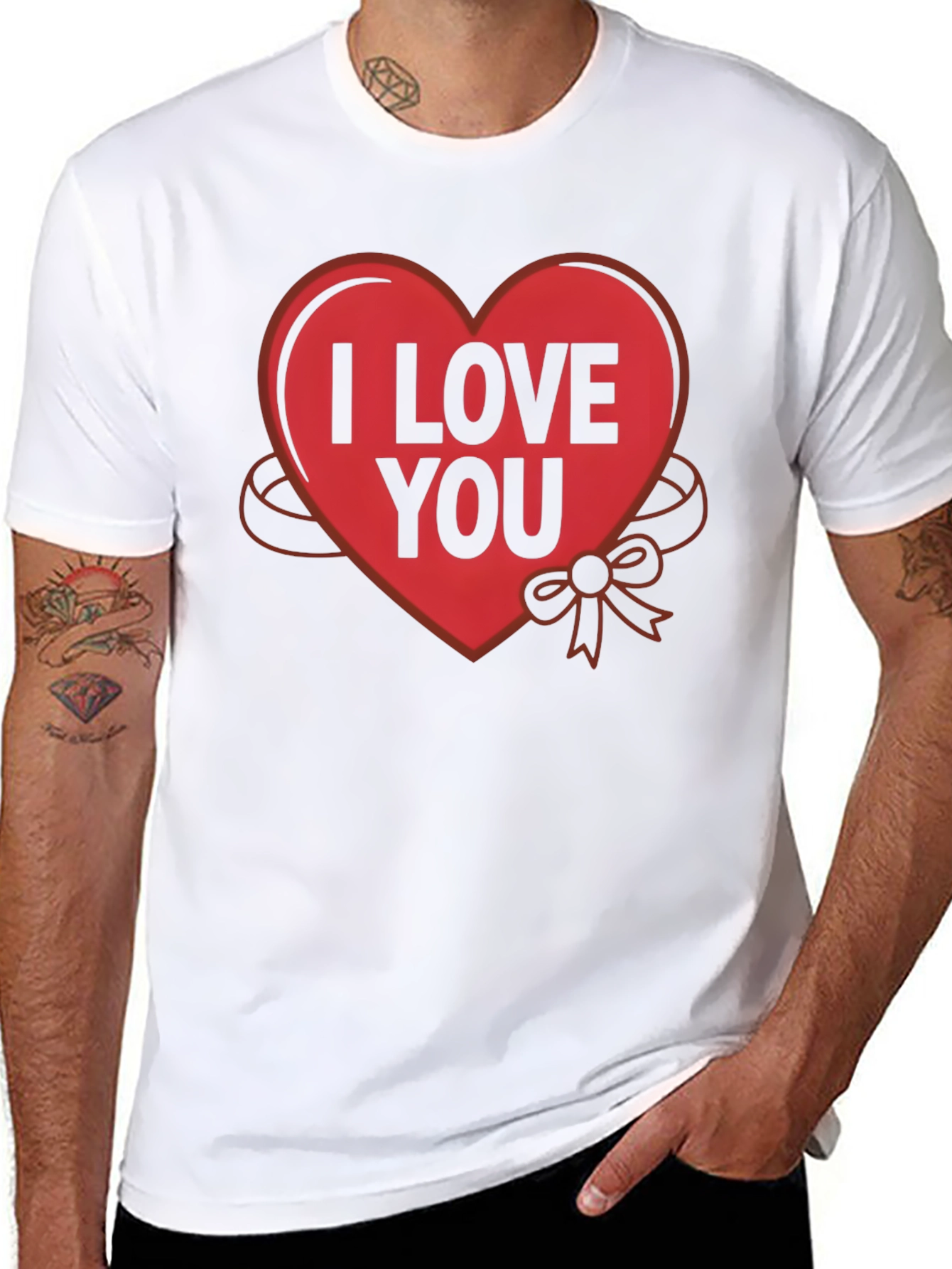 Black I Love You Heart Graphic T-Shirt view 8