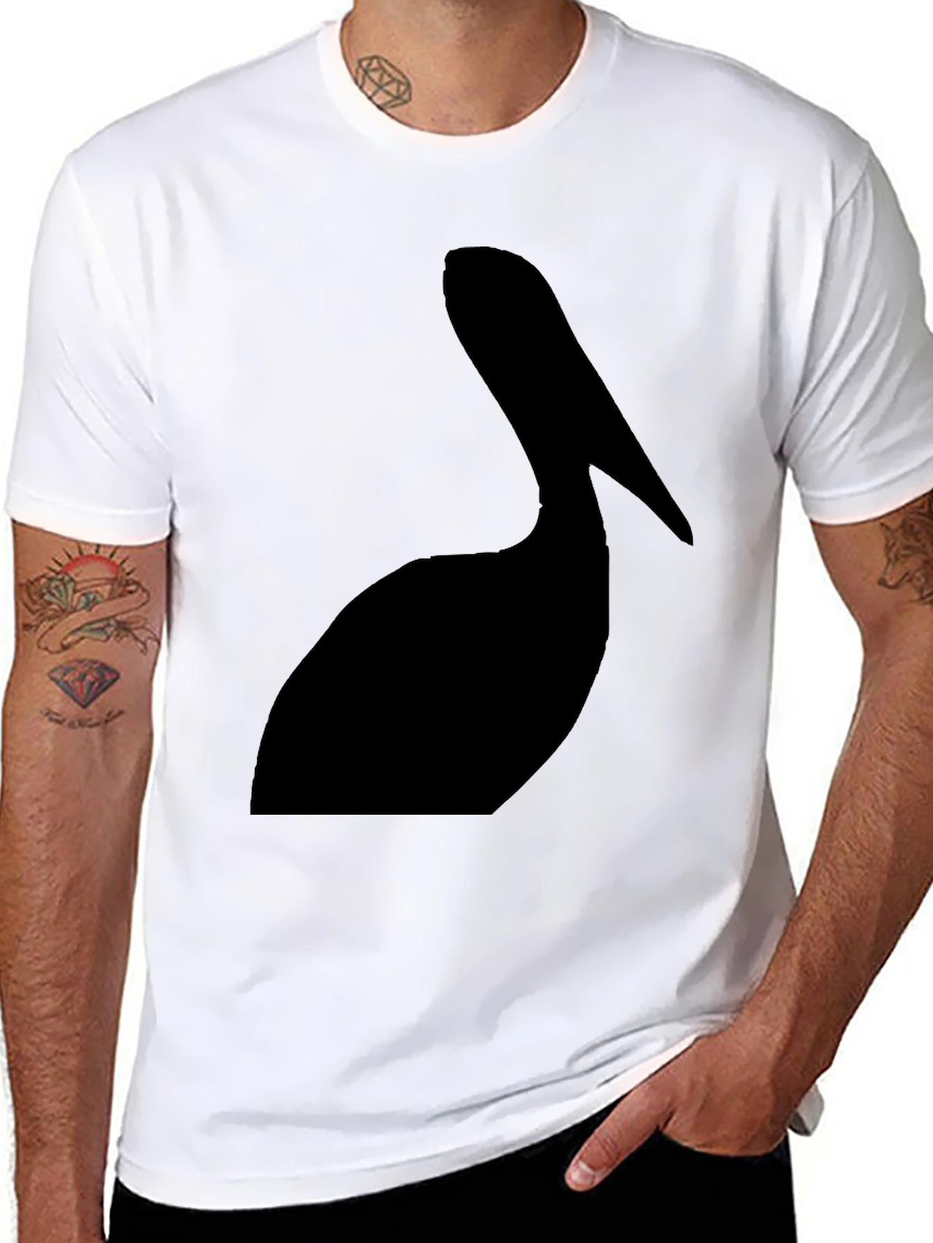 Black Pelican Silhouette Graphic Tee - Black Cotton T-Shirt view 8