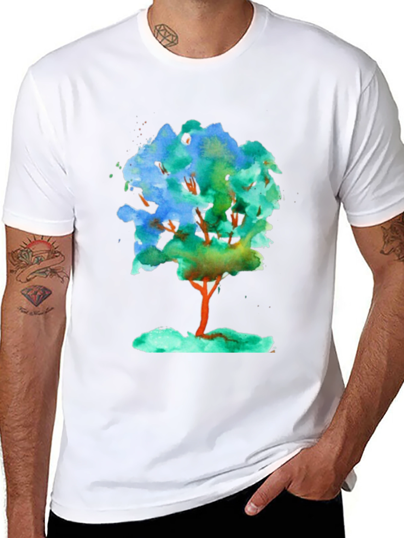 Black Watercolor Tree Graphic T-Shirt view 8