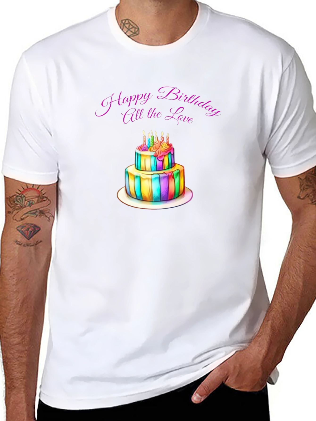 Black Birthday Cake Graphic Black T-Shirt view 8