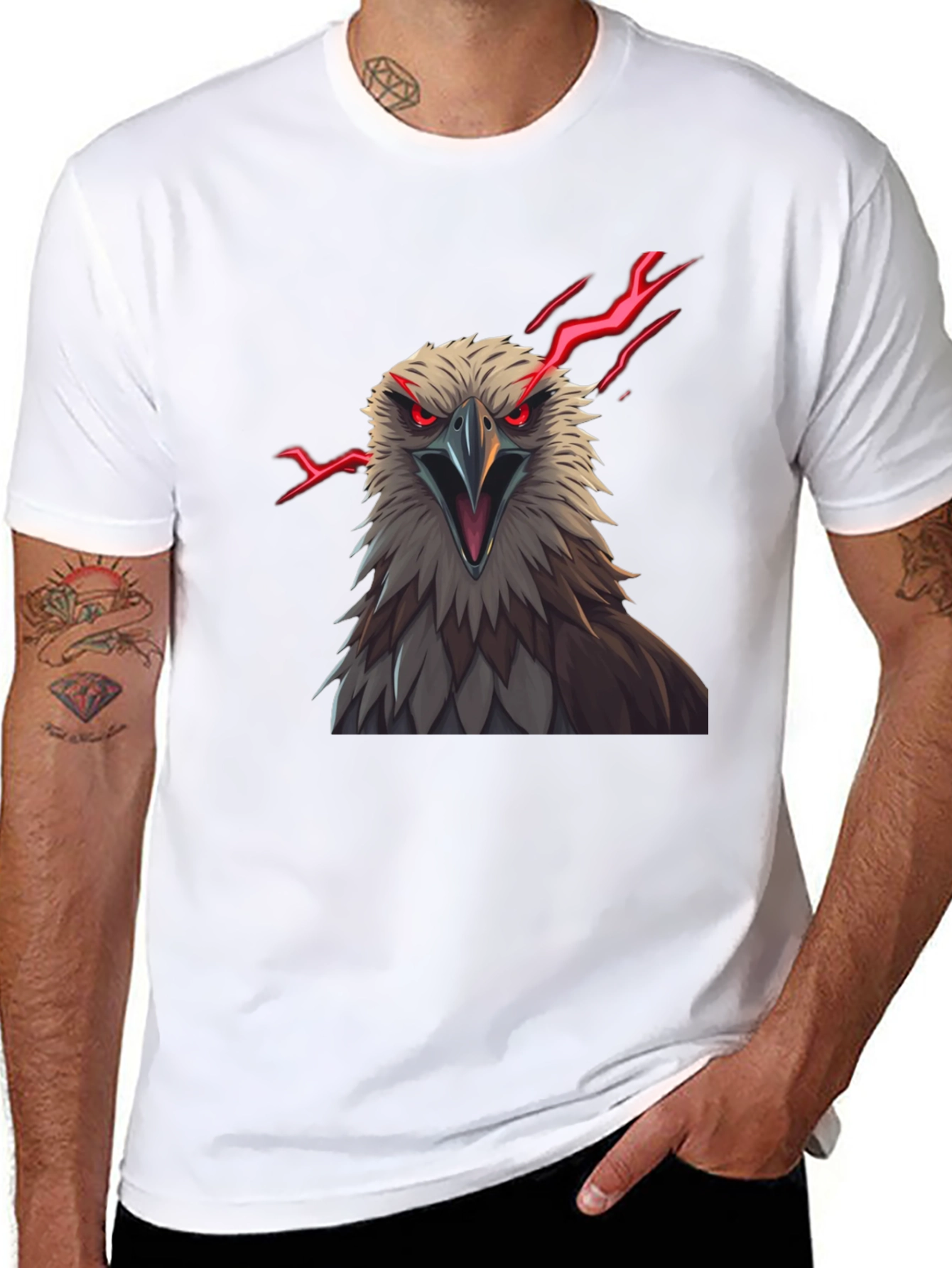 Black Men's Eagle Graphic Print Tee - Black view 8