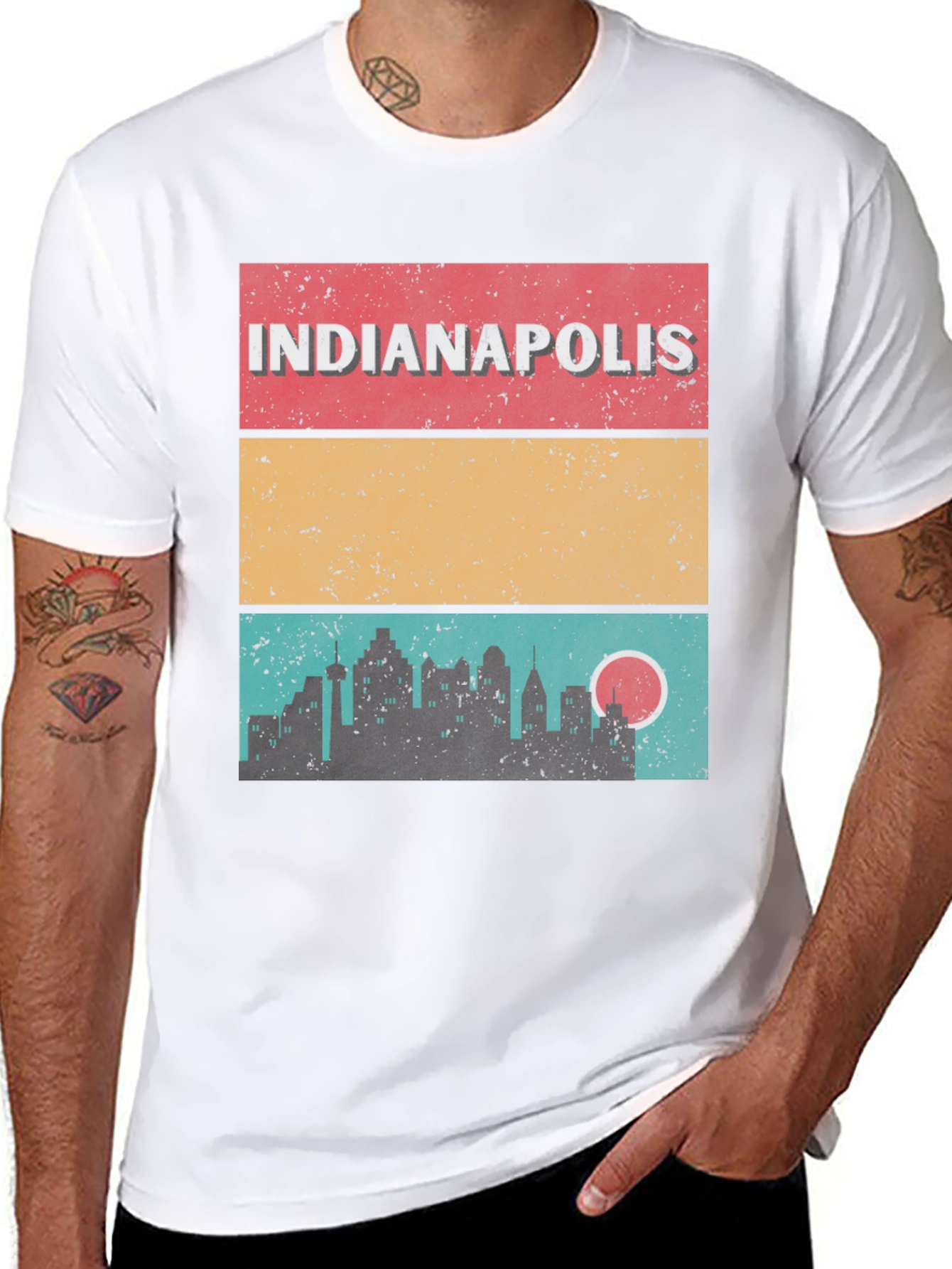 Black Indianapolis Skyline Graphic T-Shirt view 8