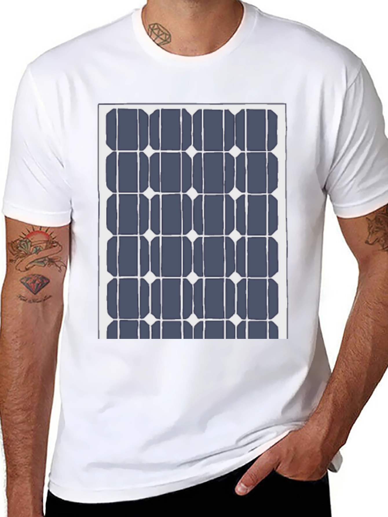 Black Solar Panel Grid Black Tee view 8