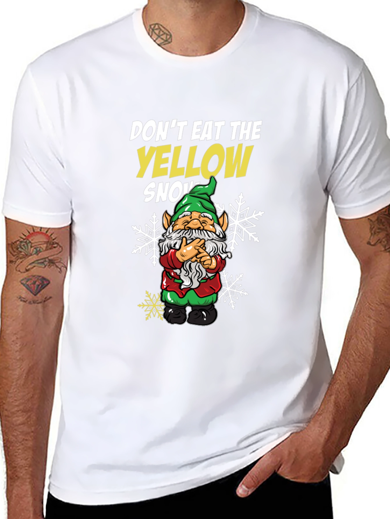 Black Don't Eat The Yellow Snow Gnome T-Shirt view 8