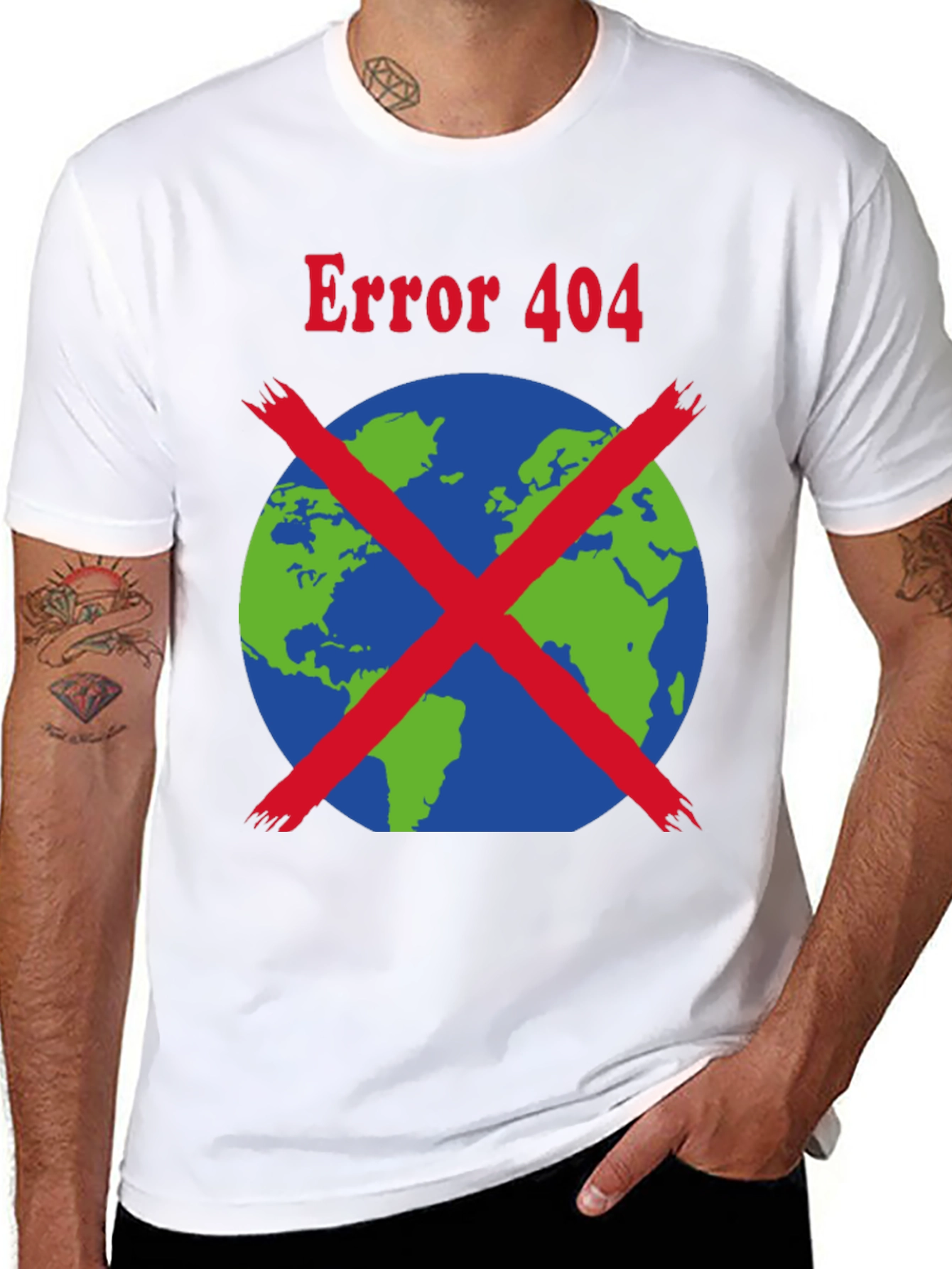 Black Error 404 Earth Graphic T-Shirt view 8
