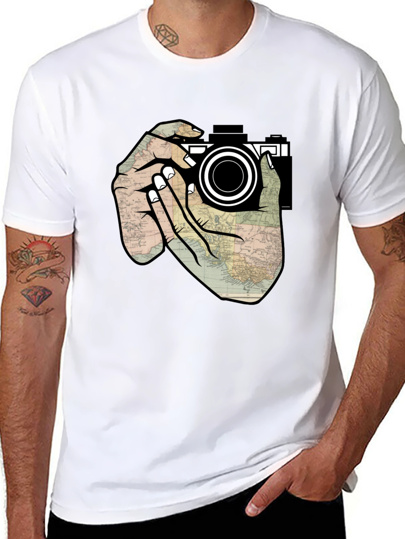 Black Photographer's Map T-Shirt view 8