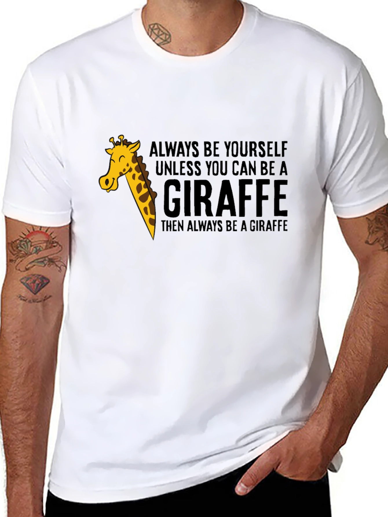 Black Always Be a Giraffe - Novelty Graphic T-Shirt view 8