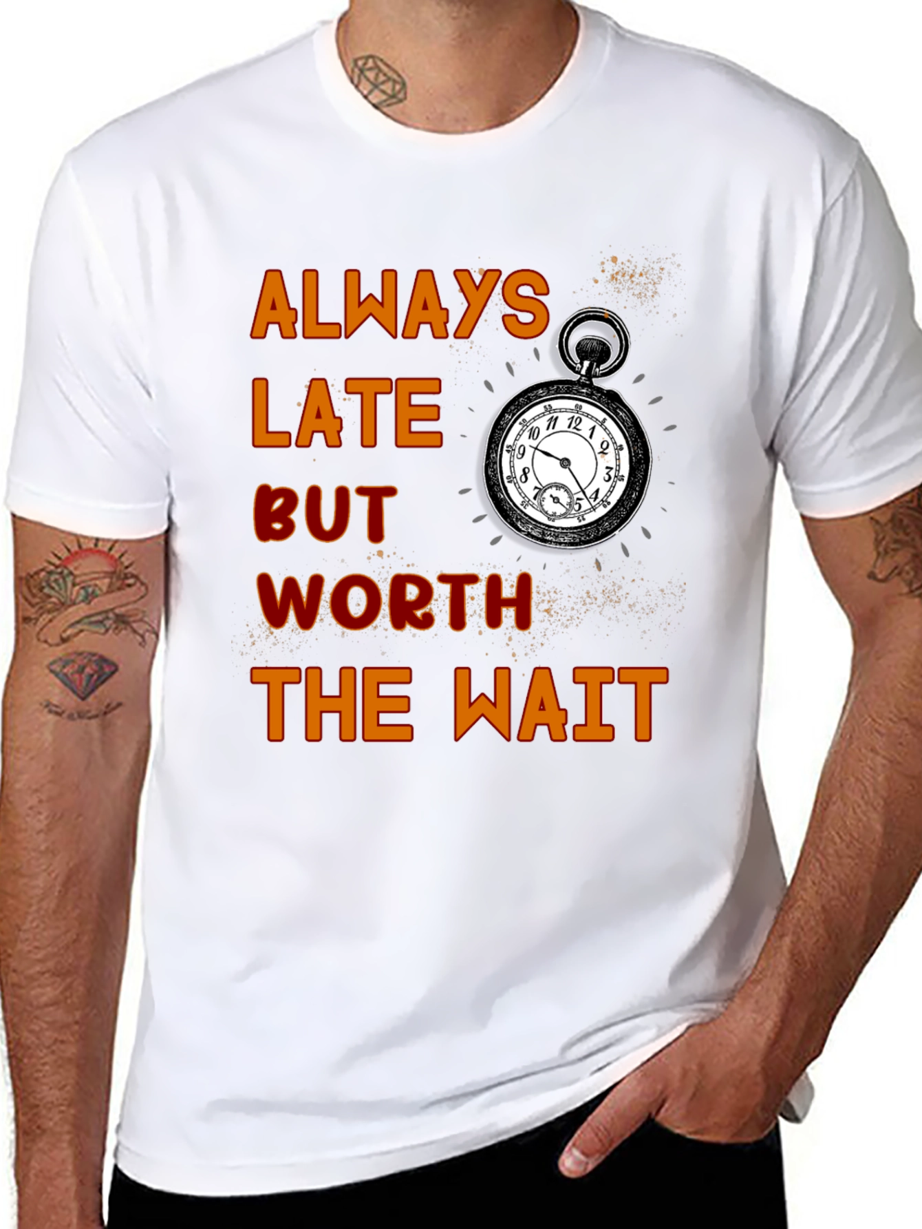 Black Always Late Worth the Wait T-Shirt view 8