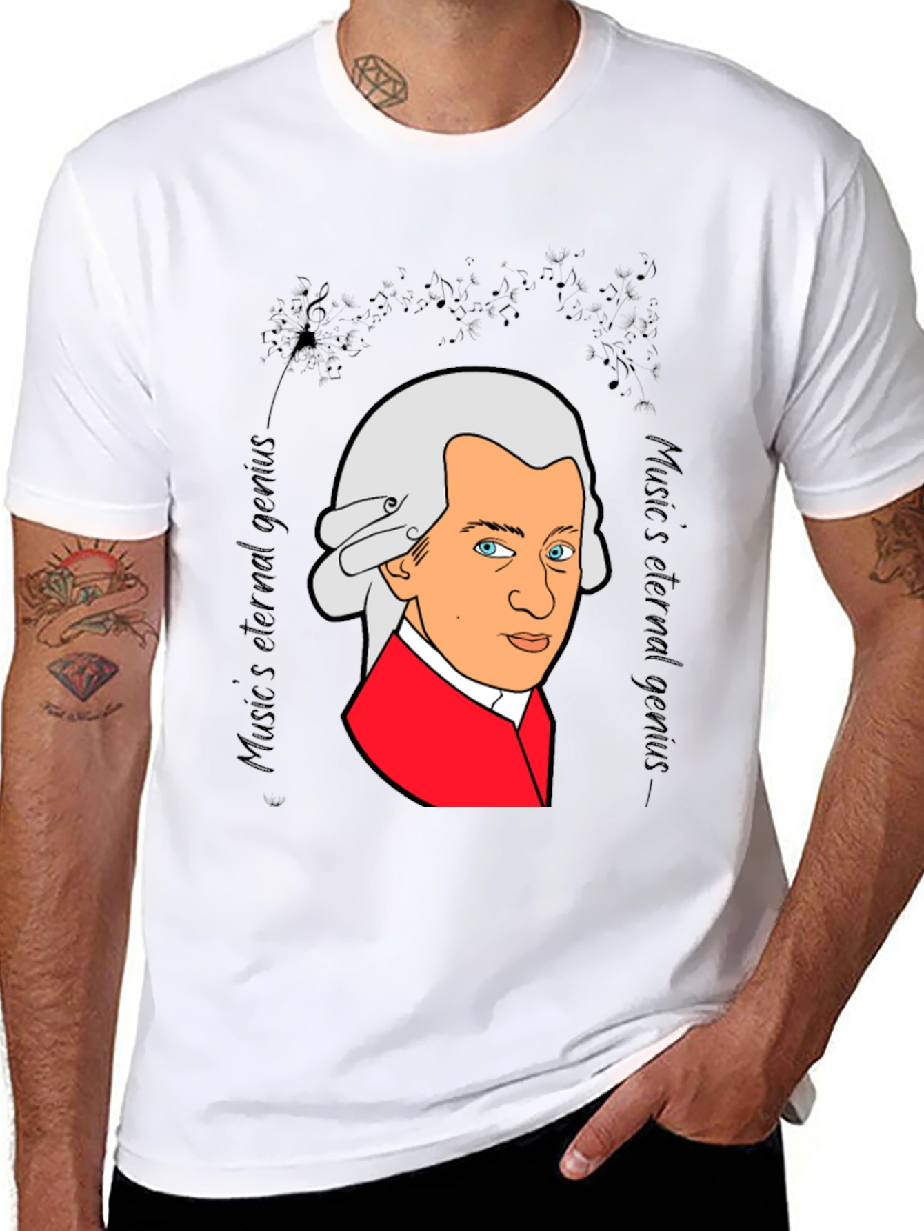 Black Mozart Music Genius Black T-Shirt view 8