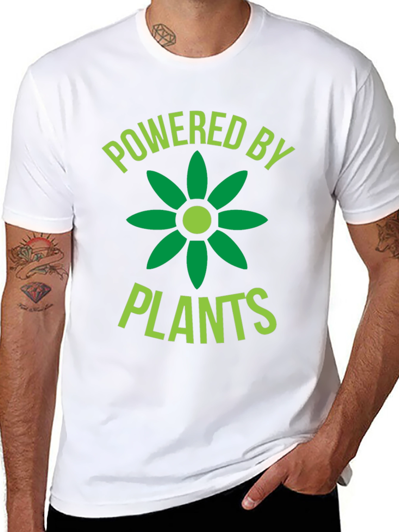 Black Powered By Plants Graphic Tee - Vegan T-Shirt view 8