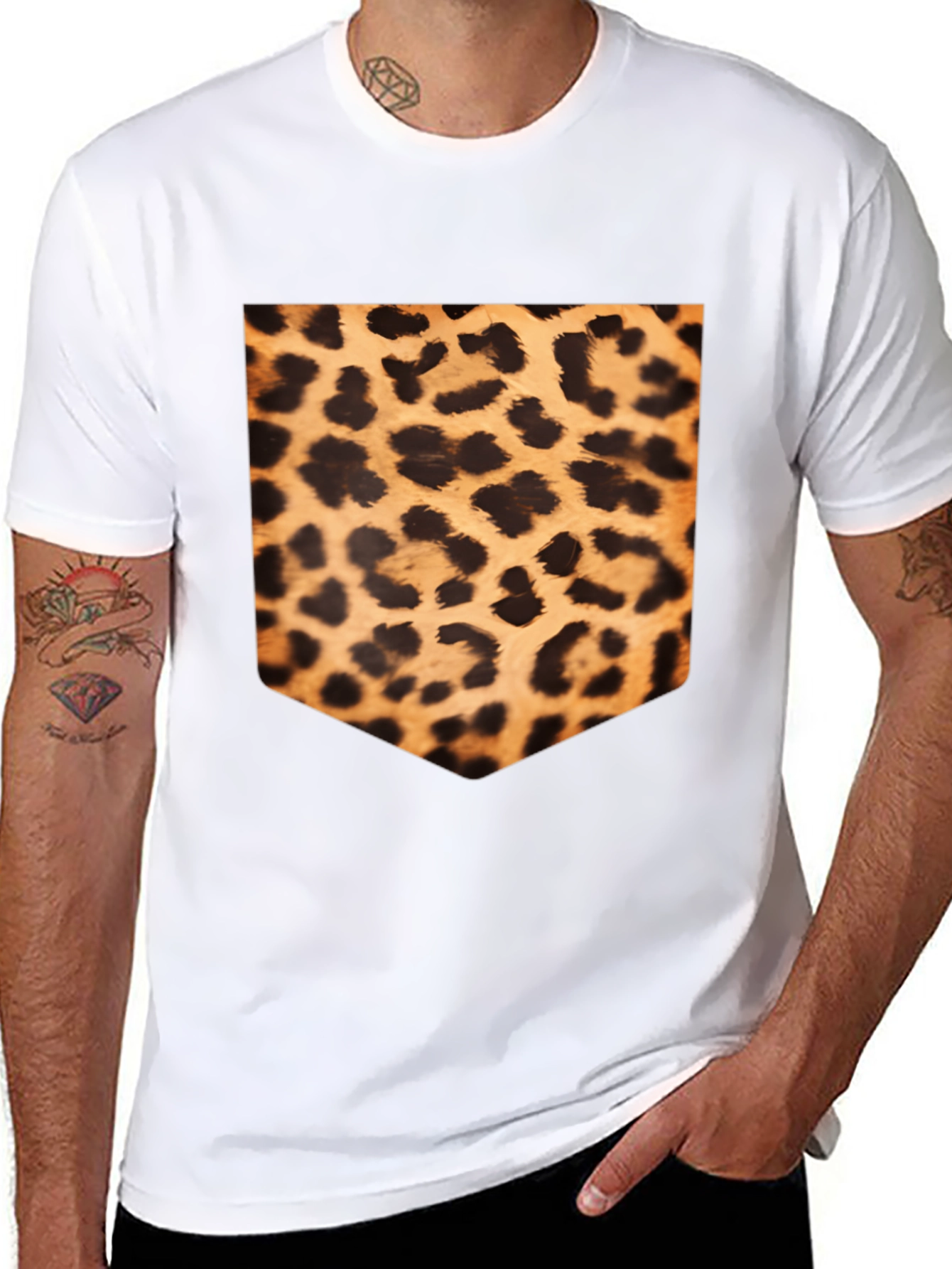 Black Leopard Print Pocket Tee view 8