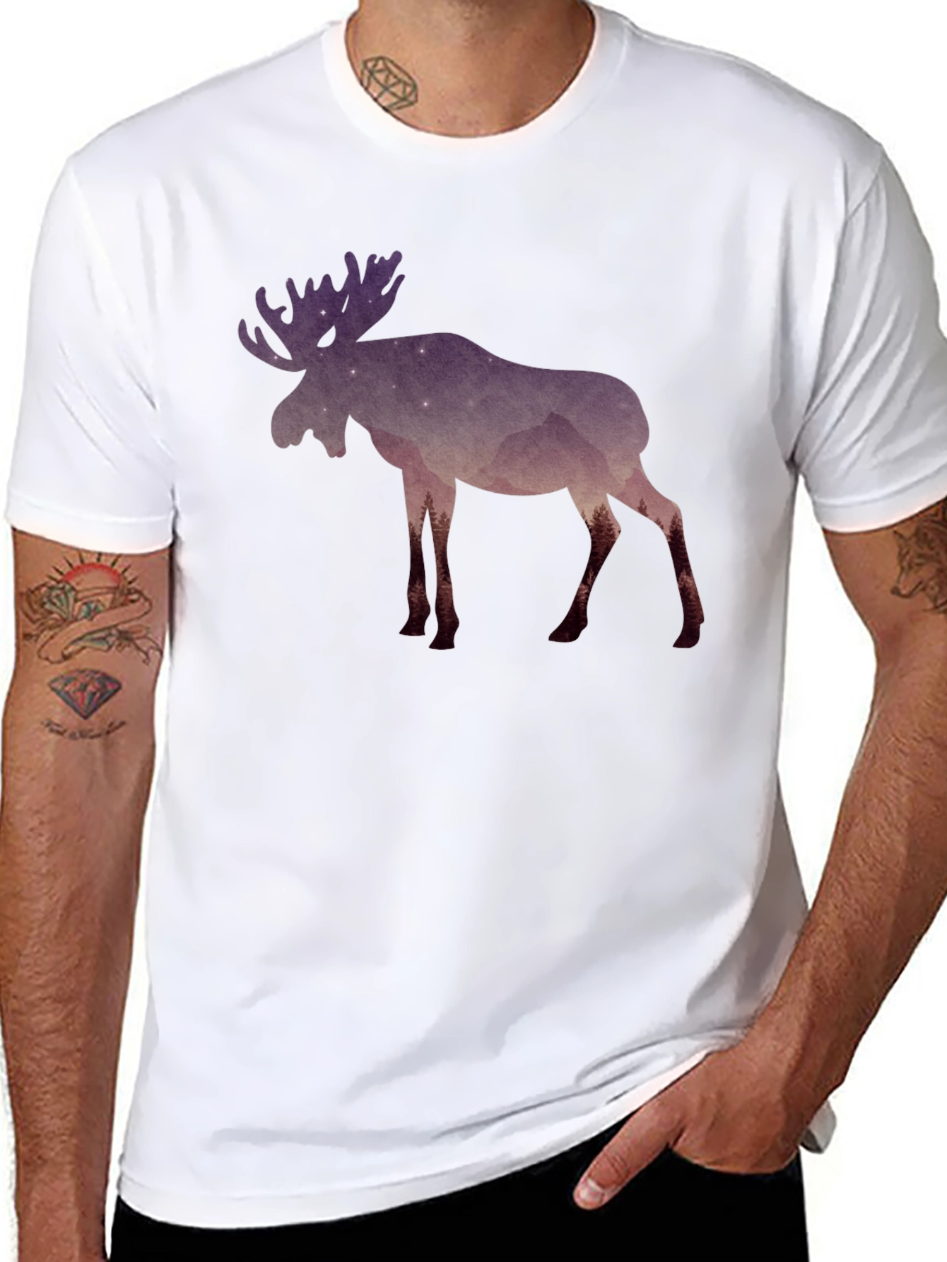 Black Moose Silhouette Graphic Tee - Nature Inspired Design view 8